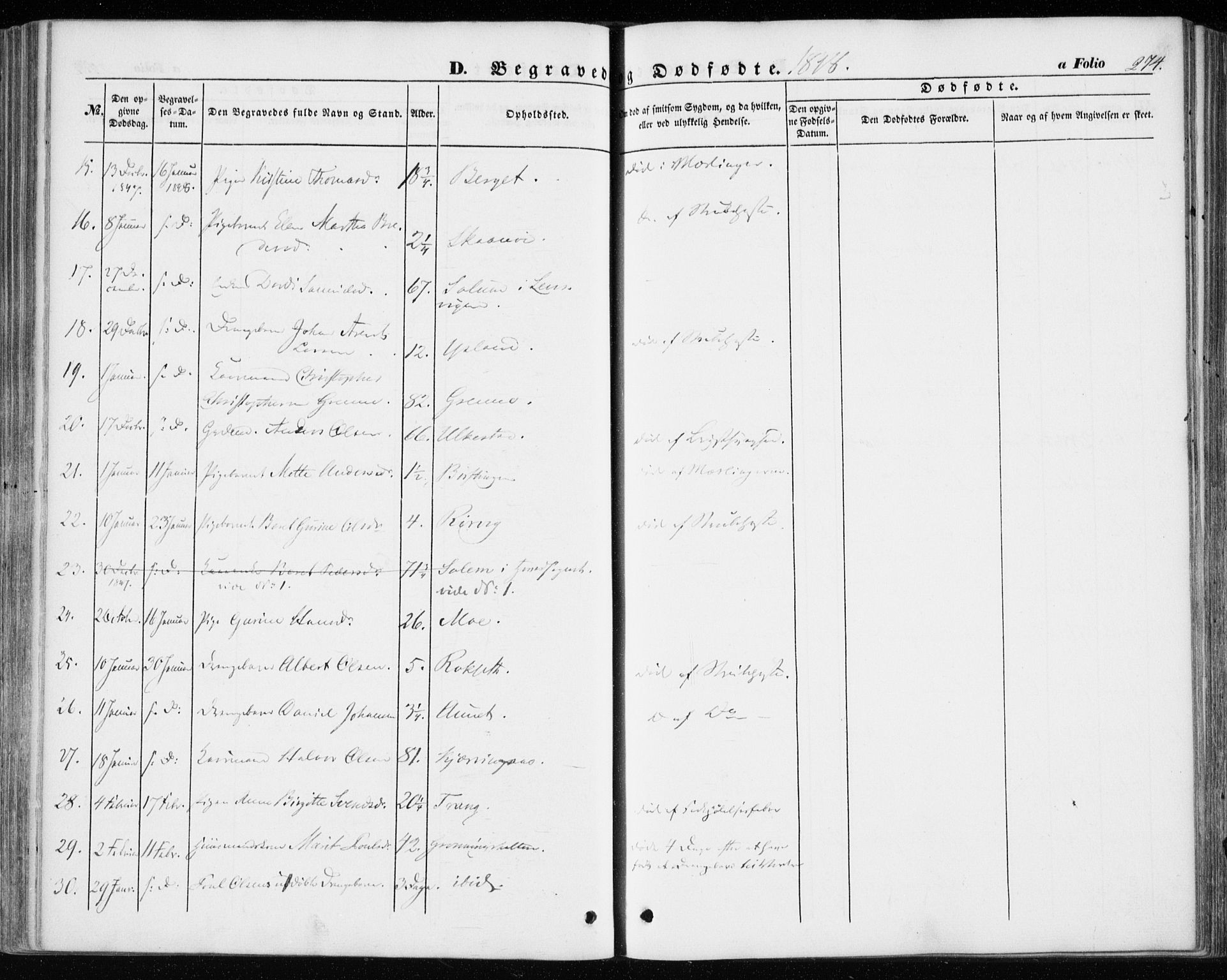 Ministerialprotokoller, klokkerbøker og fødselsregistre - Sør-Trøndelag, SAT/A-1456/646/L0611: Parish register (official) no. 646A09, 1848-1857, p. 274