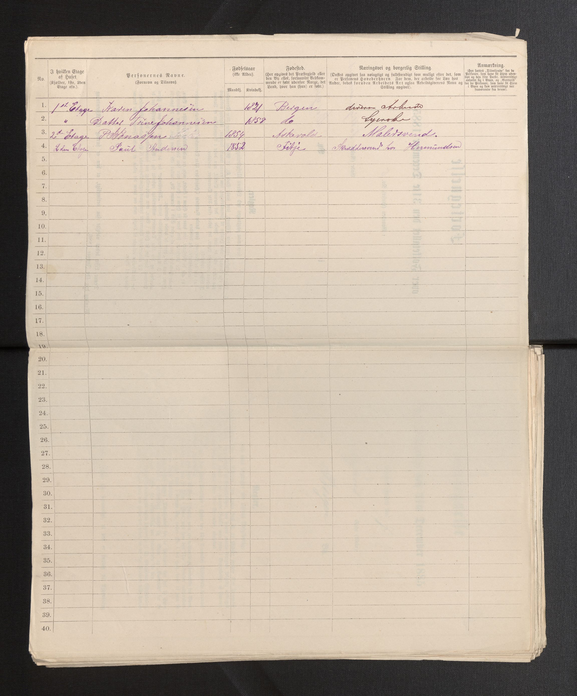 SAB, 1885 census for 1301 Bergen, 1885, p. 1171