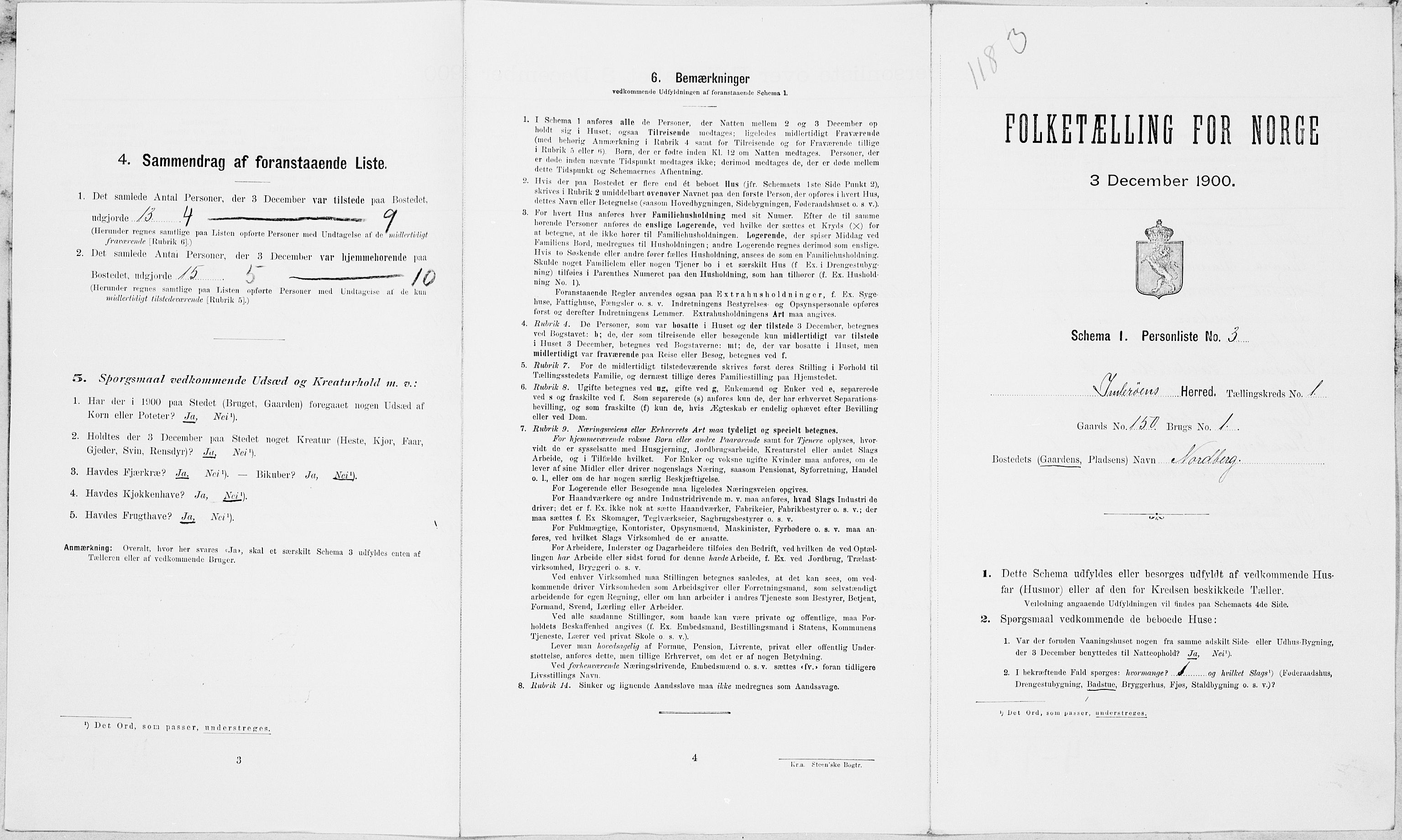 SAT, 1900 census for Inderøy, 1900, p. 118