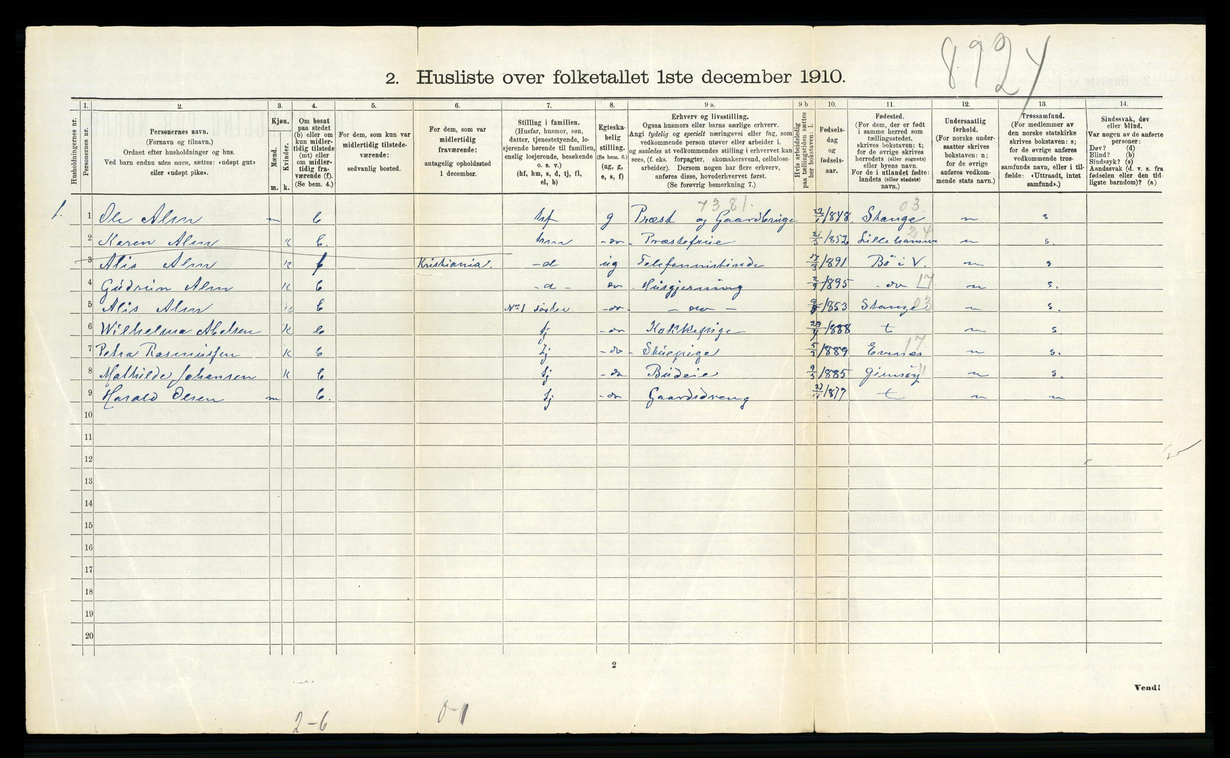 RA, 1910 census for Hadsel, 1910, p. 1490