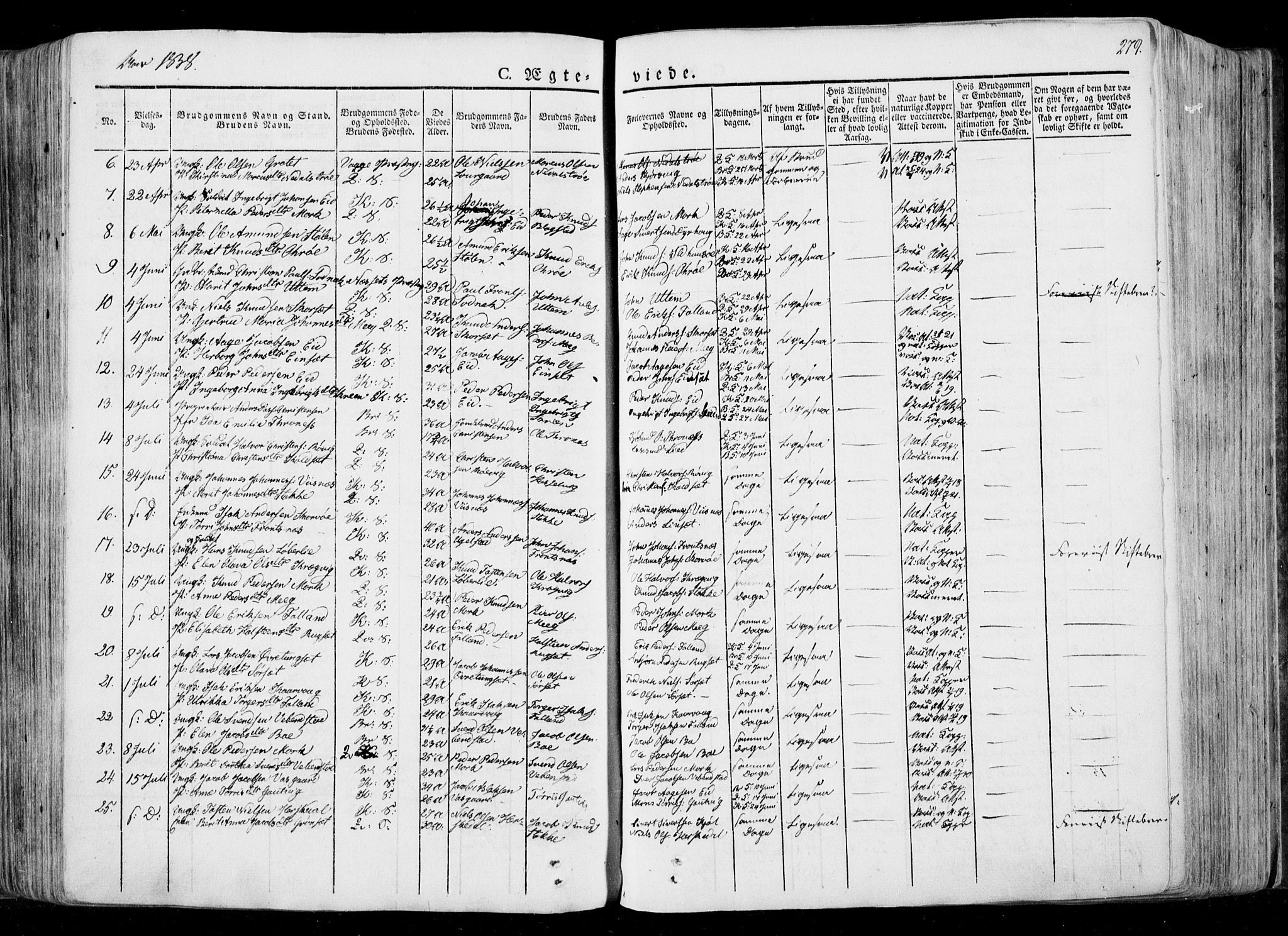 Ministerialprotokoller, klokkerbøker og fødselsregistre - Møre og Romsdal, AV/SAT-A-1454/568/L0803: Parish register (official) no. 568A10, 1830-1853, p. 279