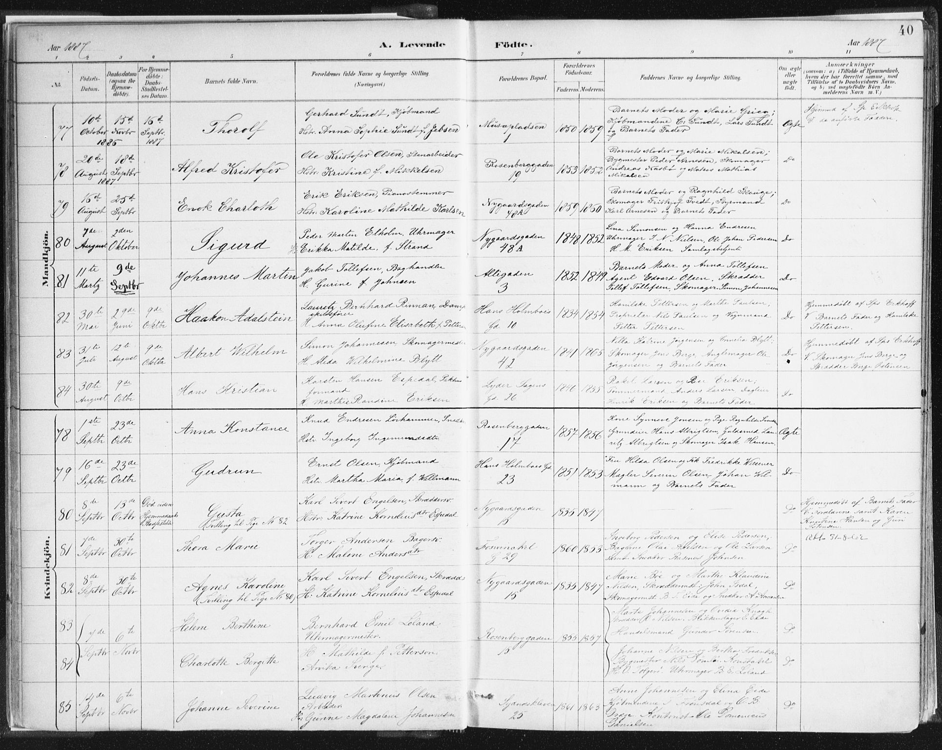 Johanneskirken sokneprestembete, SAB/A-76001/H/Haa/L0001: Parish register (official) no. A 1, 1885-1900, p. 40