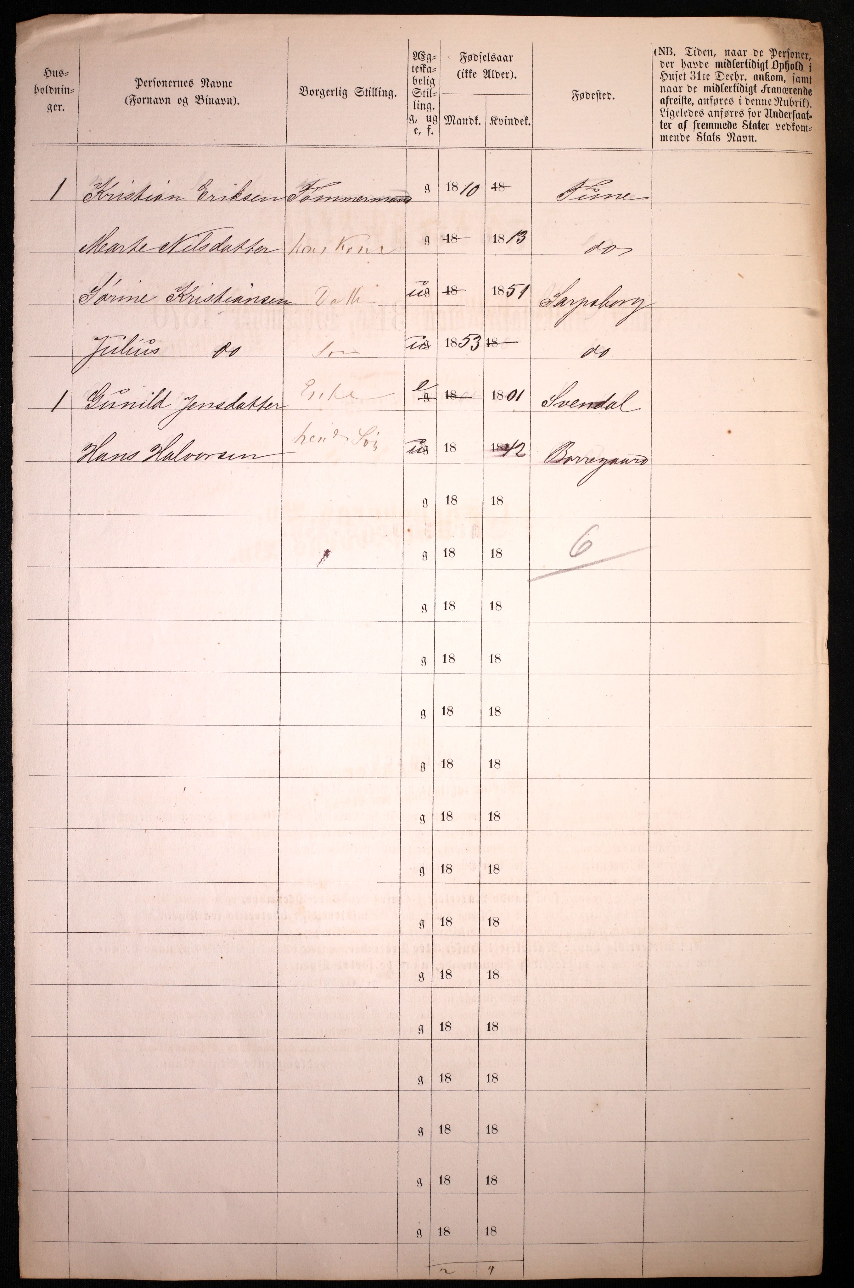 RA, 1870 census for 0102 Sarpsborg, 1870, p. 454