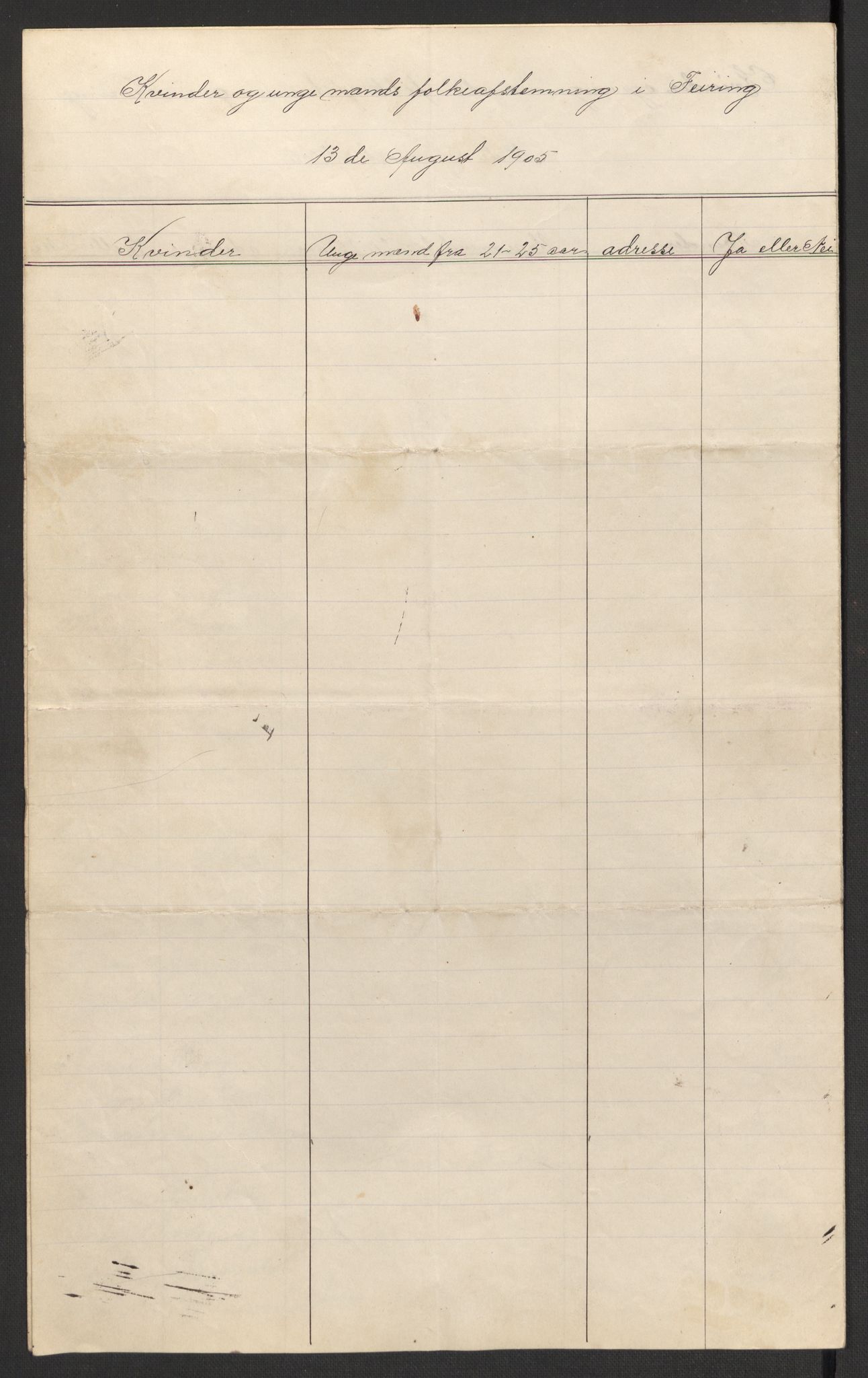 Justisdepartementet, 2. sivilkontor C, AV/RA-S-1040/F/L0125B/0002: Folkeavstemmingen august 1905 / Kvinnenes stemmelister, 1905, p. 282