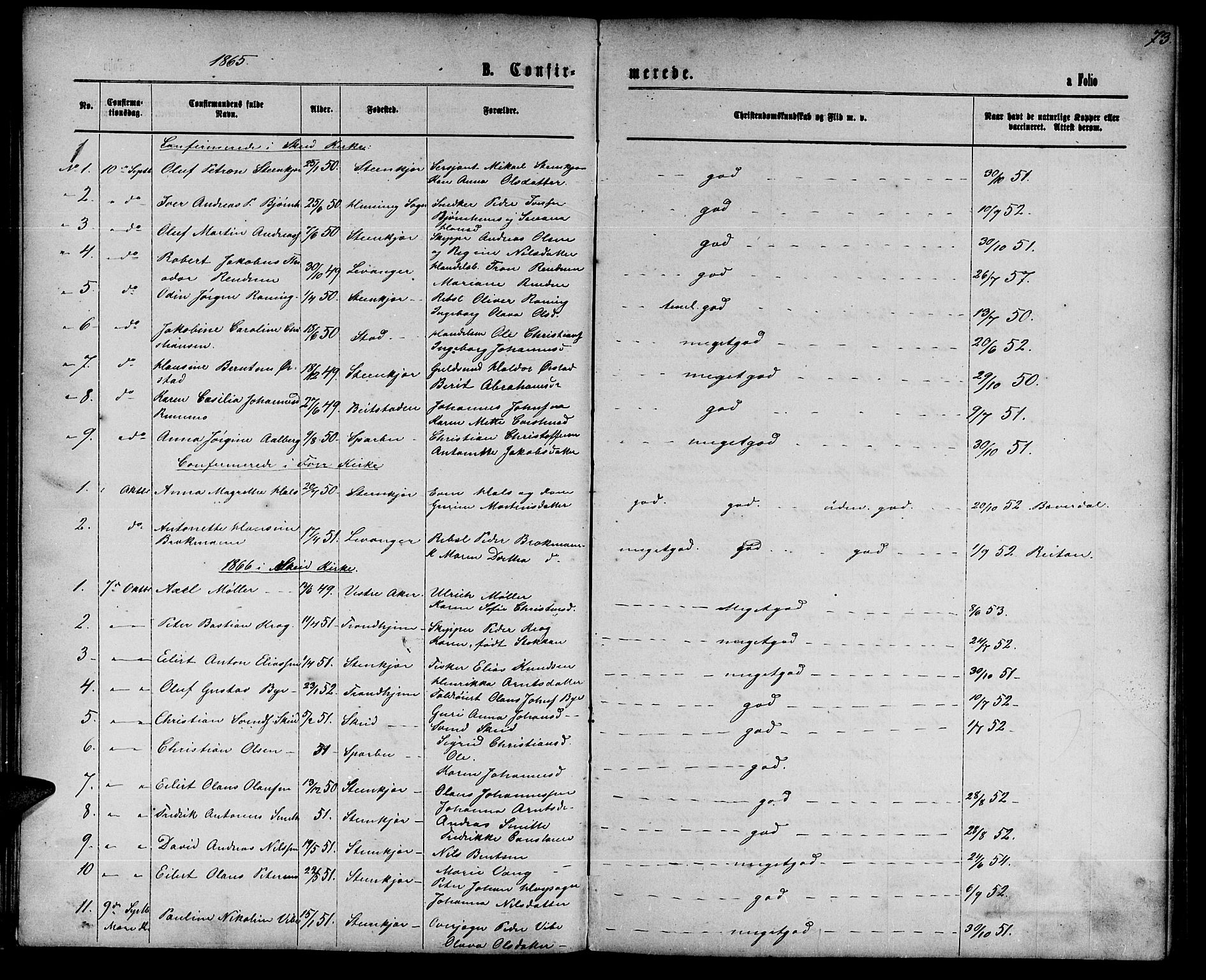 Ministerialprotokoller, klokkerbøker og fødselsregistre - Nord-Trøndelag, SAT/A-1458/739/L0373: Parish register (copy) no. 739C01, 1865-1882, p. 73