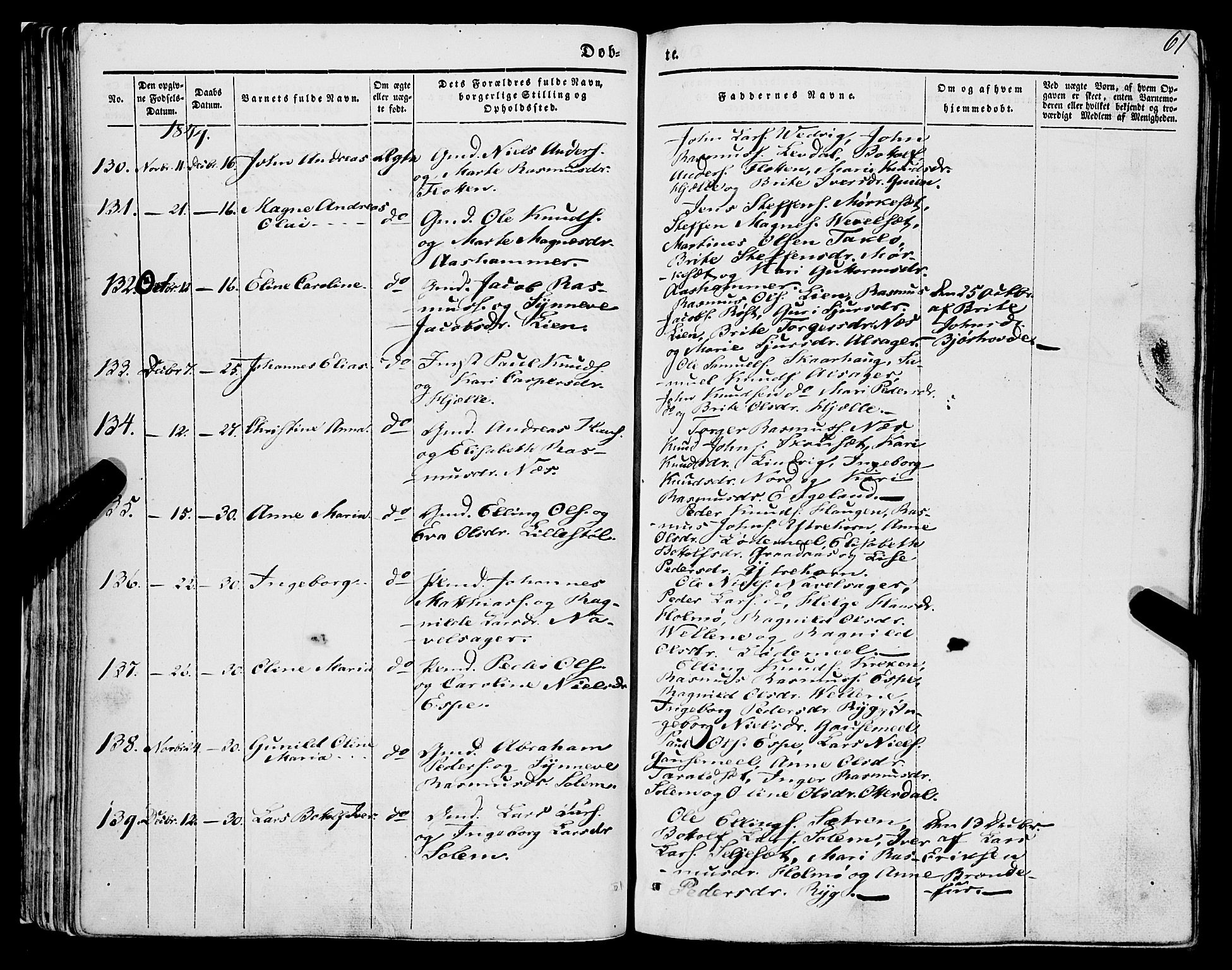 Eid sokneprestembete, AV/SAB-A-82301/H/Haa/Haaa/L0007: Parish register (official) no. A 7, 1844-1858, p. 61