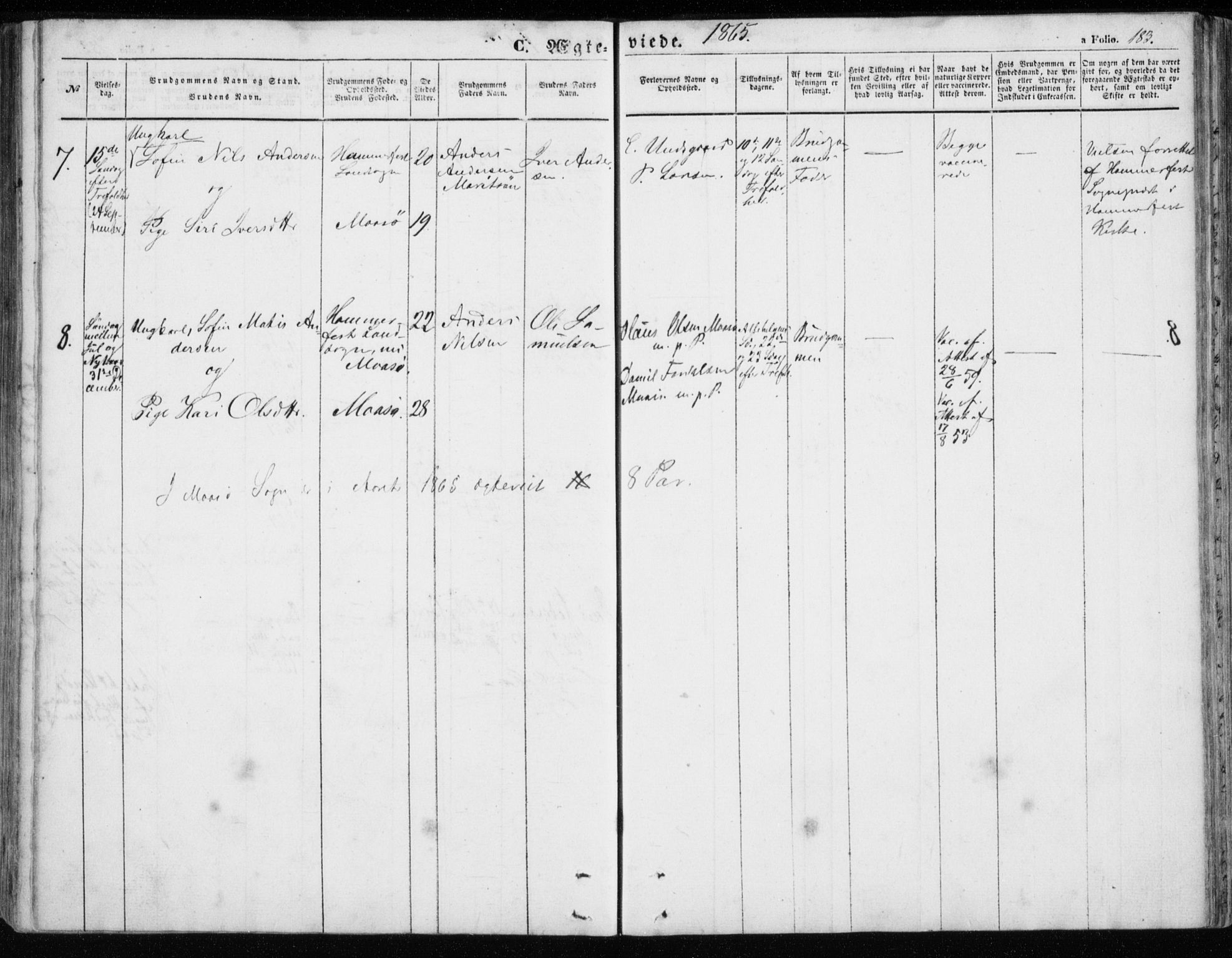 Måsøy sokneprestkontor, SATØ/S-1348/H/Ha/L0002kirke: Parish register (official) no. 2, 1852-1865, p. 183