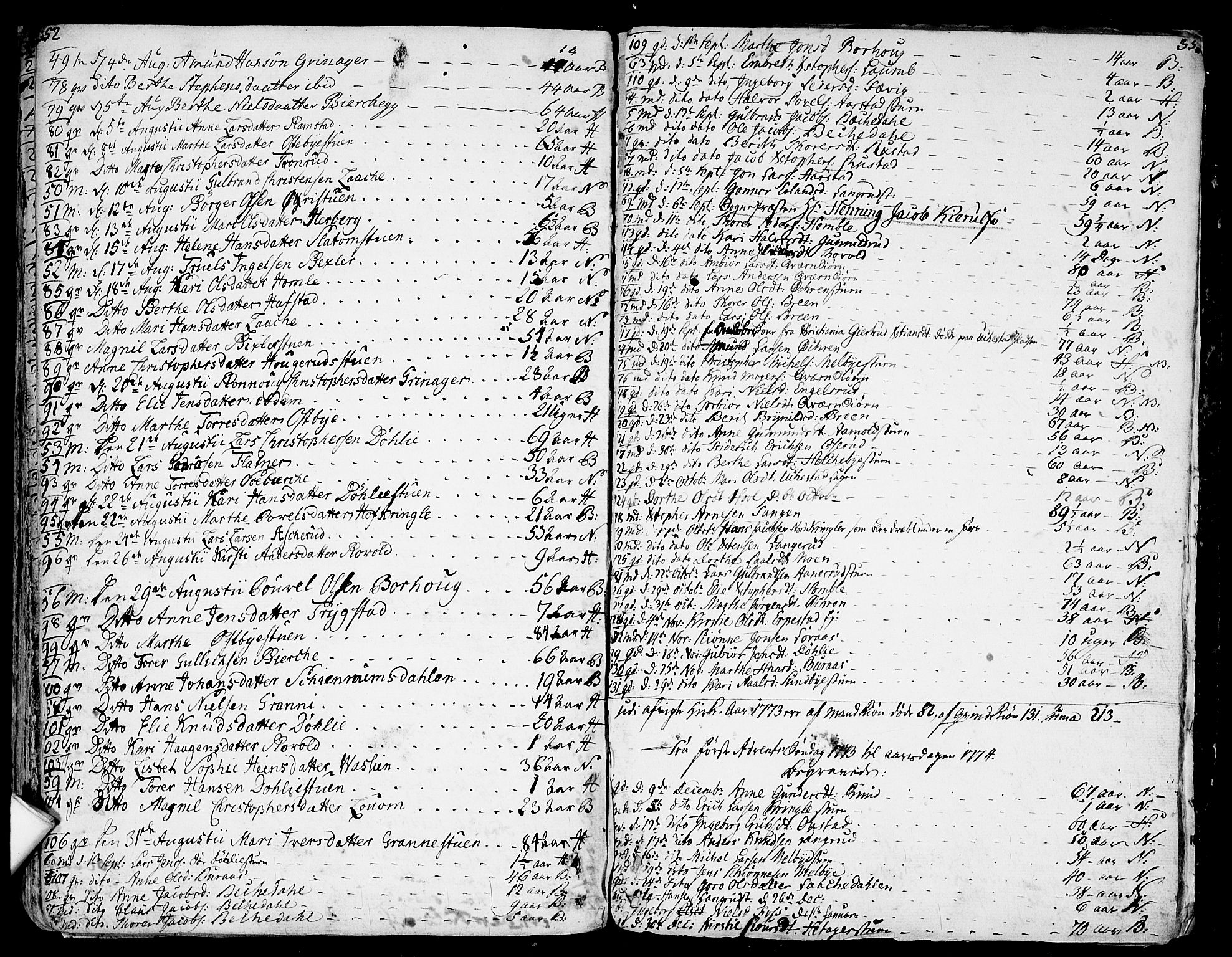 Nannestad prestekontor Kirkebøker, SAO/A-10414a/F/Fa/L0007: Parish register (official) no. I 7, 1754-1791, p. 352-353