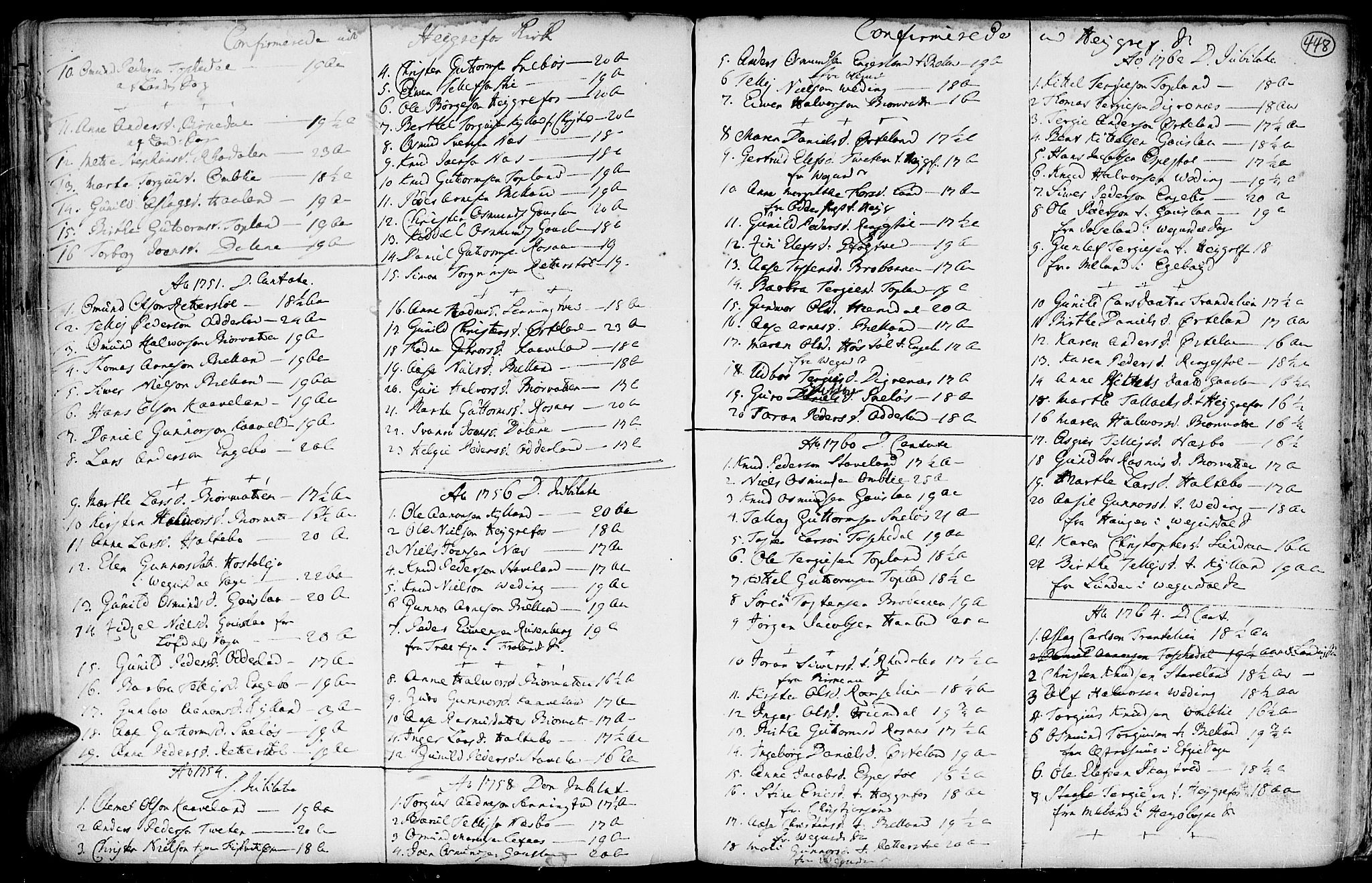 Hommedal sokneprestkontor, SAK/1111-0023/F/Fa/Fab/L0002: Parish register (official) no. A 2 /3, 1740-1821, p. 448