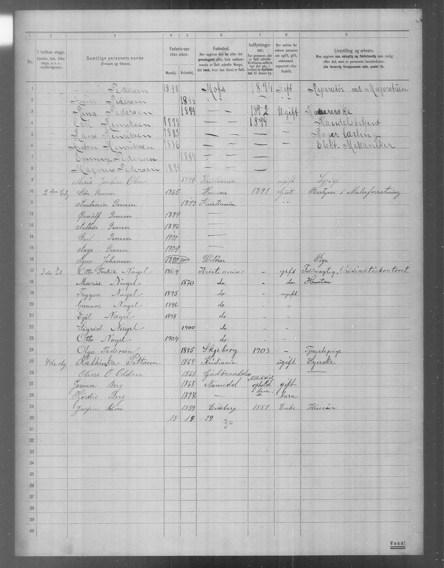 OBA, Municipal Census 1904 for Kristiania, 1904, p. 18873