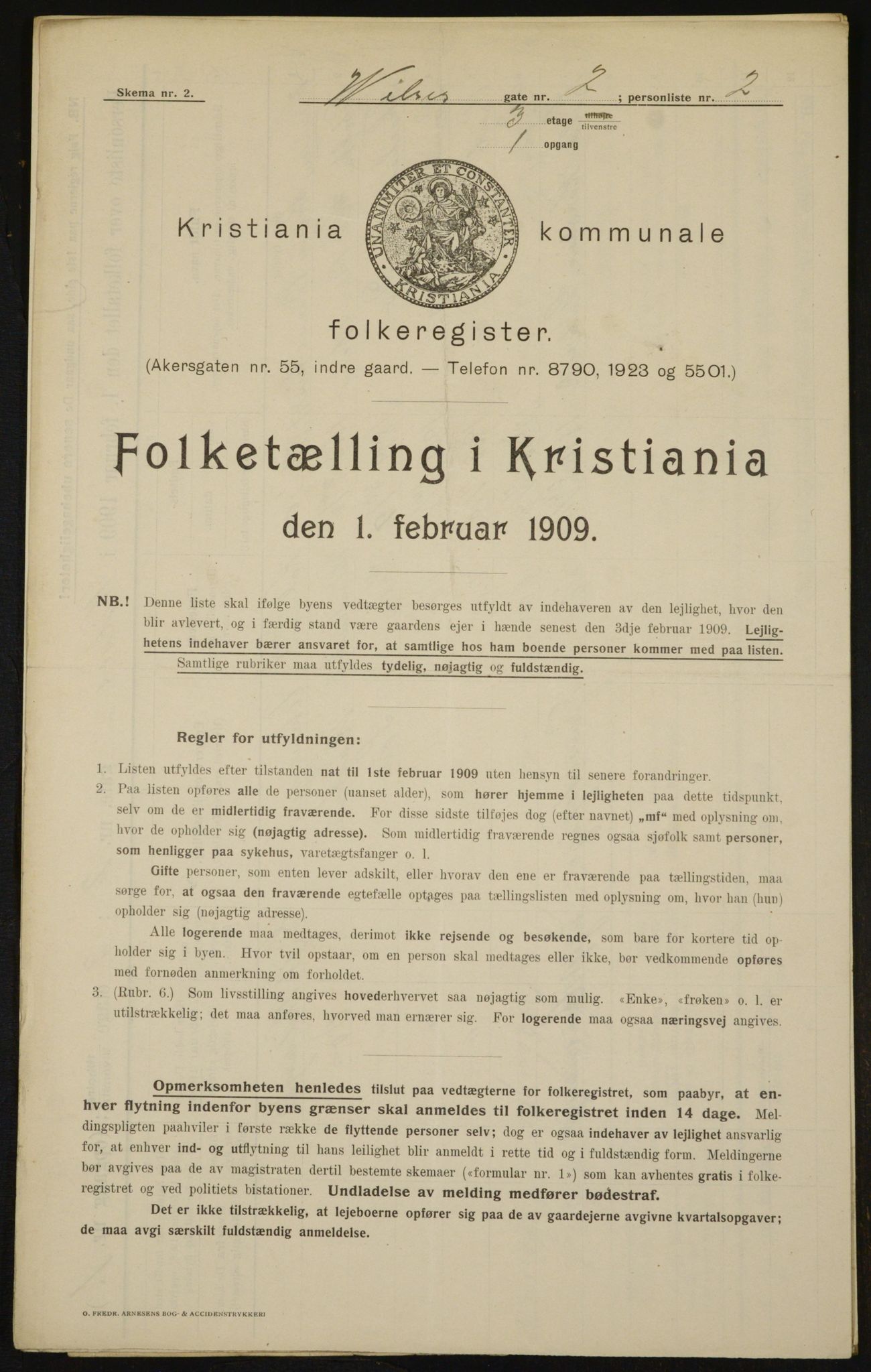 OBA, Municipal Census 1909 for Kristiania, 1909, p. 116442