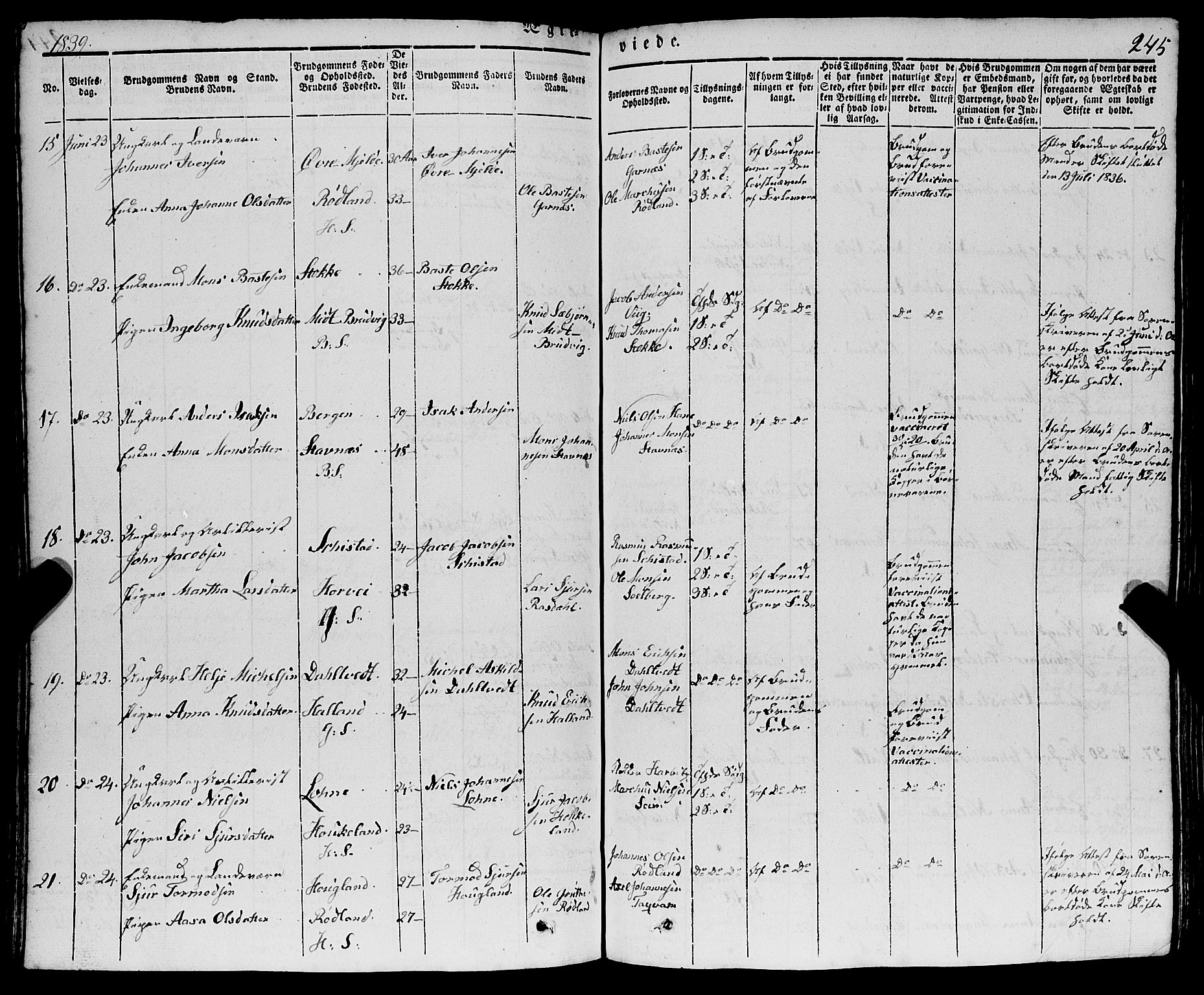 Haus sokneprestembete, SAB/A-75601/H/Haa: Parish register (official) no. A 15, 1838-1847, p. 245