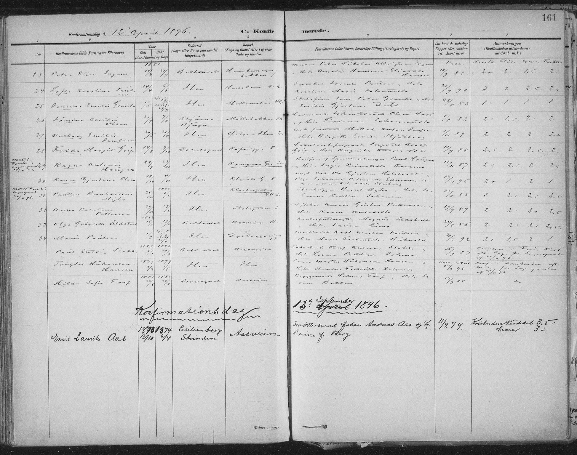 Ministerialprotokoller, klokkerbøker og fødselsregistre - Sør-Trøndelag, SAT/A-1456/603/L0167: Parish register (official) no. 603A06, 1896-1932, p. 161