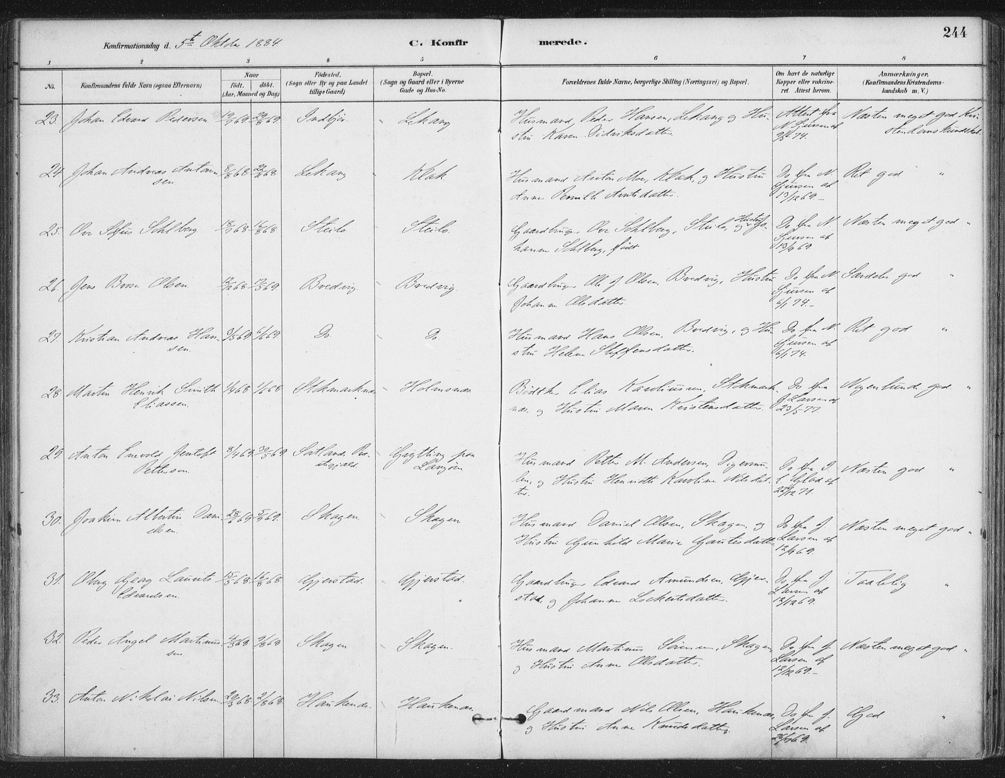 Ministerialprotokoller, klokkerbøker og fødselsregistre - Nordland, AV/SAT-A-1459/888/L1244: Parish register (official) no. 888A10, 1880-1890, p. 244