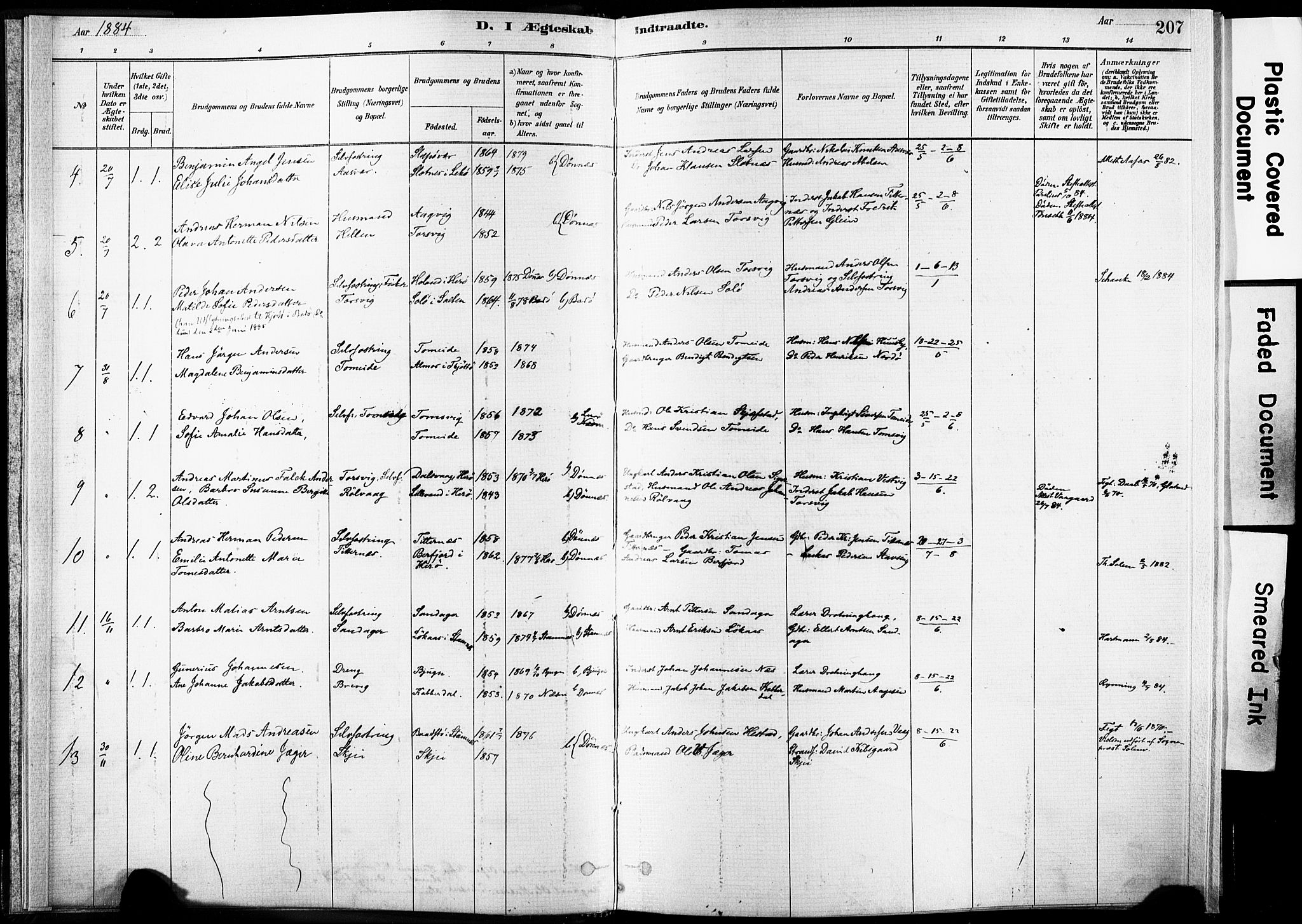 Ministerialprotokoller, klokkerbøker og fødselsregistre - Nordland, AV/SAT-A-1459/835/L0526: Parish register (official) no. 835A03II, 1881-1910, p. 207