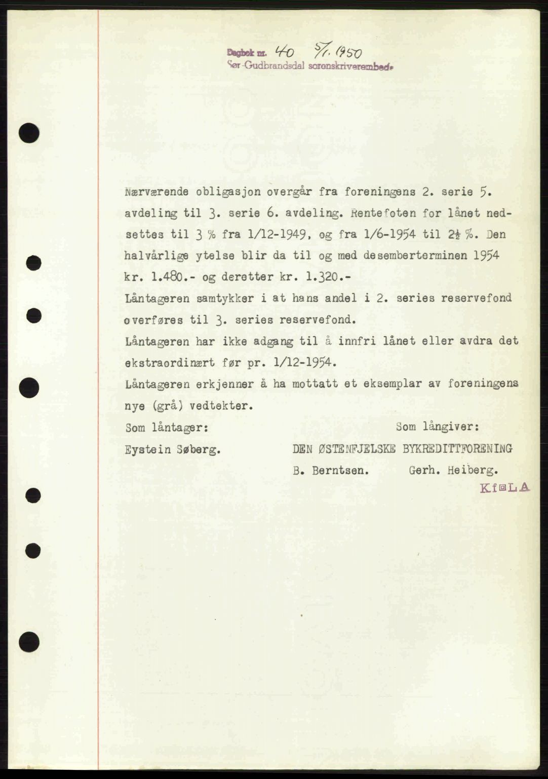 Sør-Gudbrandsdal tingrett, SAH/TING-004/H/Hb/Hbf/L0004: Mortgage book no. C5b, 1945-1951, Diary no: : 40/1950