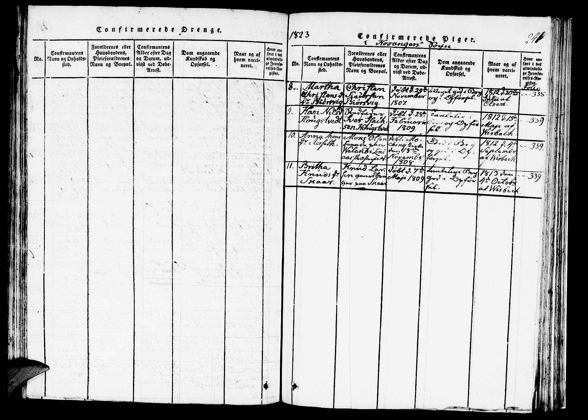 Hosanger sokneprestembete, SAB/A-75801/H/Haa: Parish register (official) no. A 5, 1815-1824, p. 241