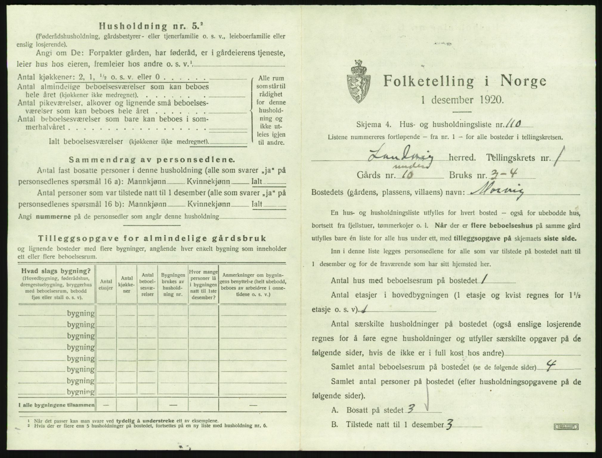 SAK, 1920 census for Landvik, 1920, p. 238