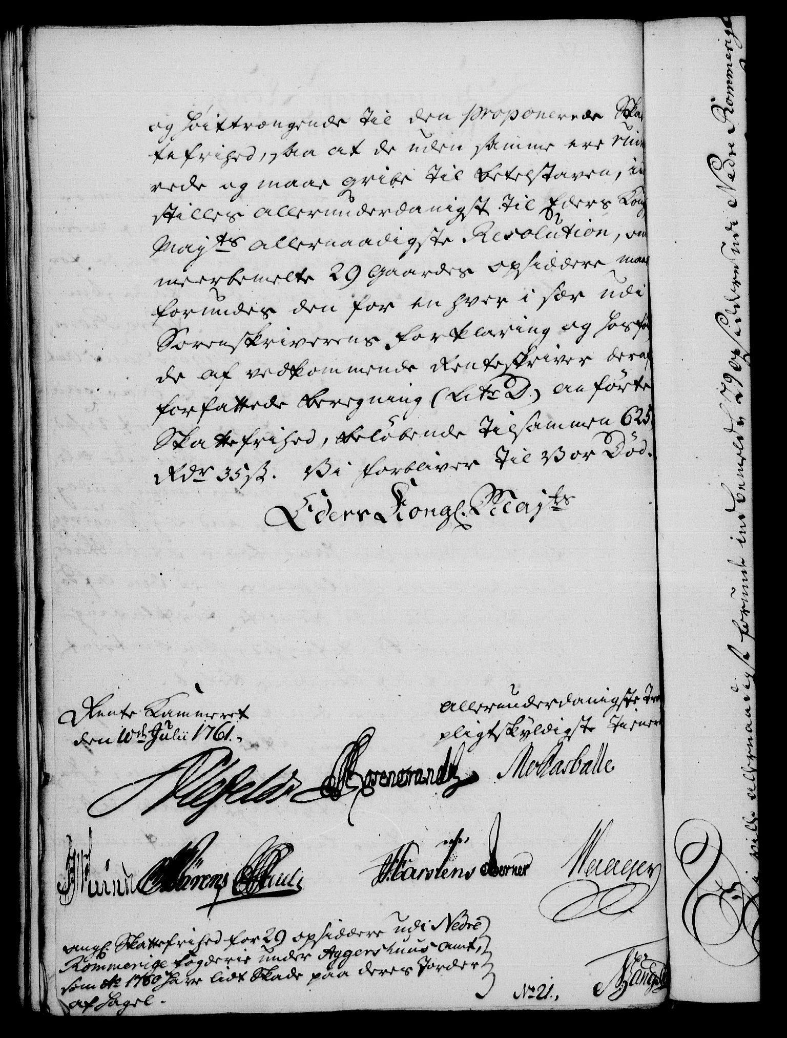 Rentekammeret, Kammerkanselliet, RA/EA-3111/G/Gf/Gfa/L0043: Norsk relasjons- og resolusjonsprotokoll (merket RK 52.43), 1761, p. 321