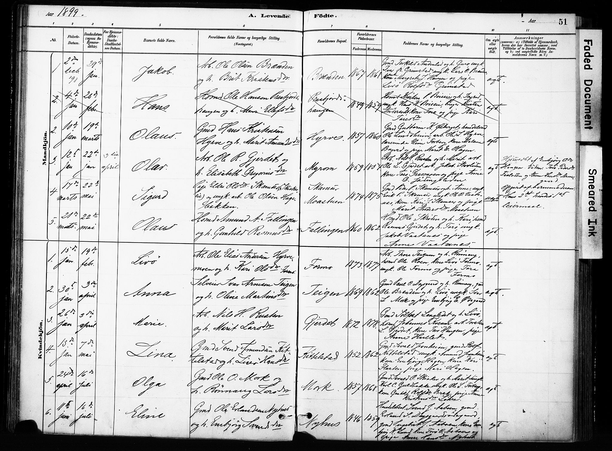 Skjåk prestekontor, SAH/PREST-072/H/Ha/Haa/L0004: Parish register (official) no. 4, 1880-1904, p. 51