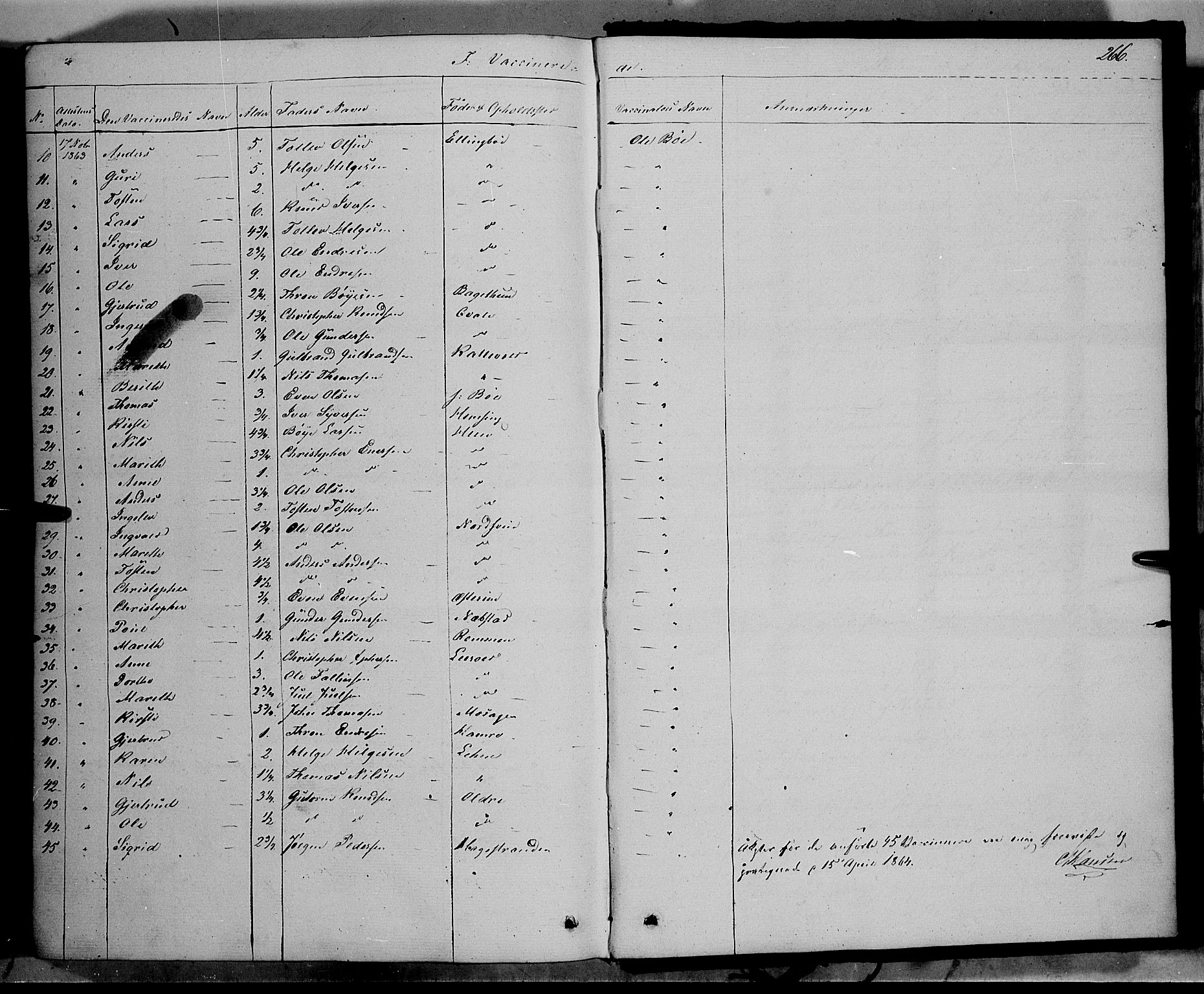 Vang prestekontor, Valdres, SAH/PREST-140/H/Ha/L0006: Parish register (official) no. 6, 1846-1864, p. 266