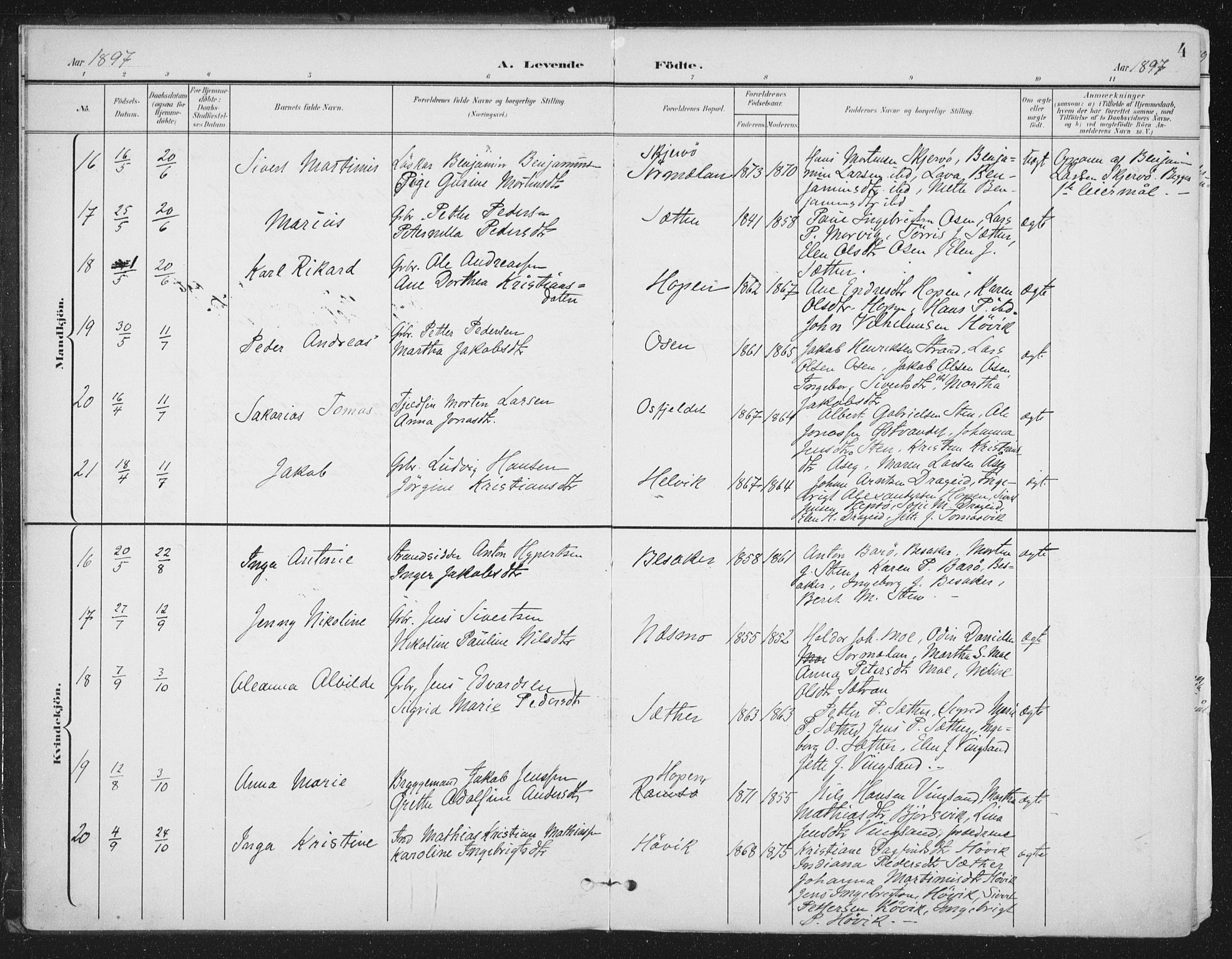 Ministerialprotokoller, klokkerbøker og fødselsregistre - Sør-Trøndelag, AV/SAT-A-1456/658/L0723: Parish register (official) no. 658A02, 1897-1912, p. 4