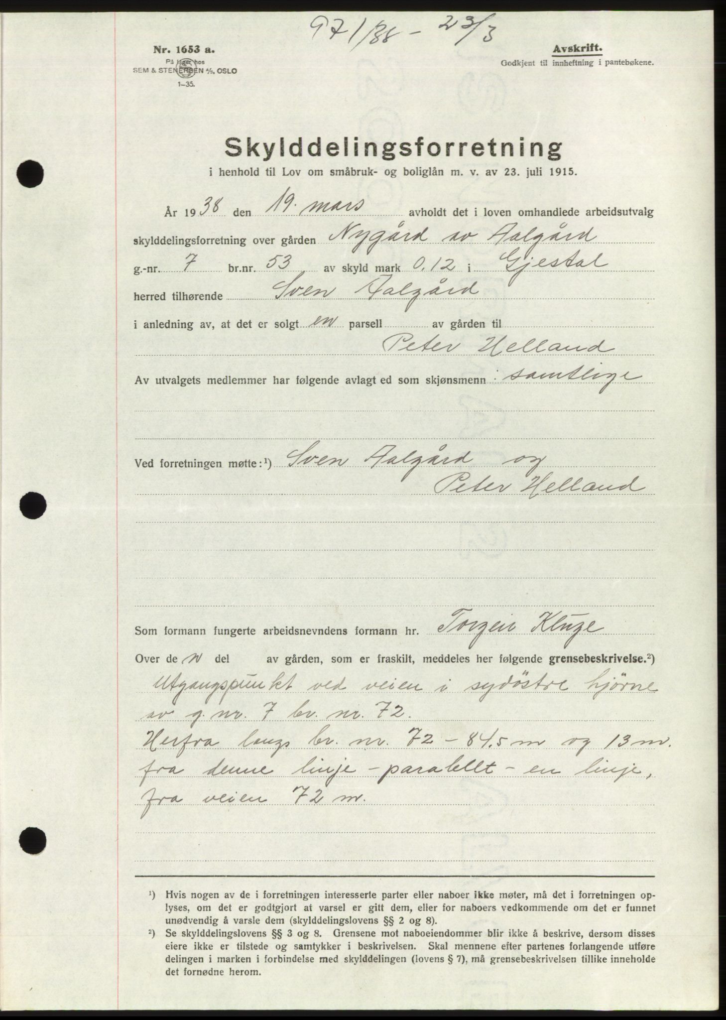 Jæren sorenskriveri, AV/SAST-A-100310/03/G/Gba/L0070: Mortgage book, 1938-1938, Diary no: : 971/1938