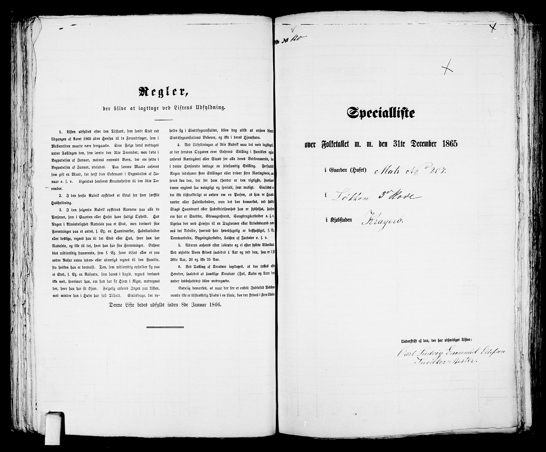 RA, 1865 census for Kragerø/Kragerø, 1865, p. 249