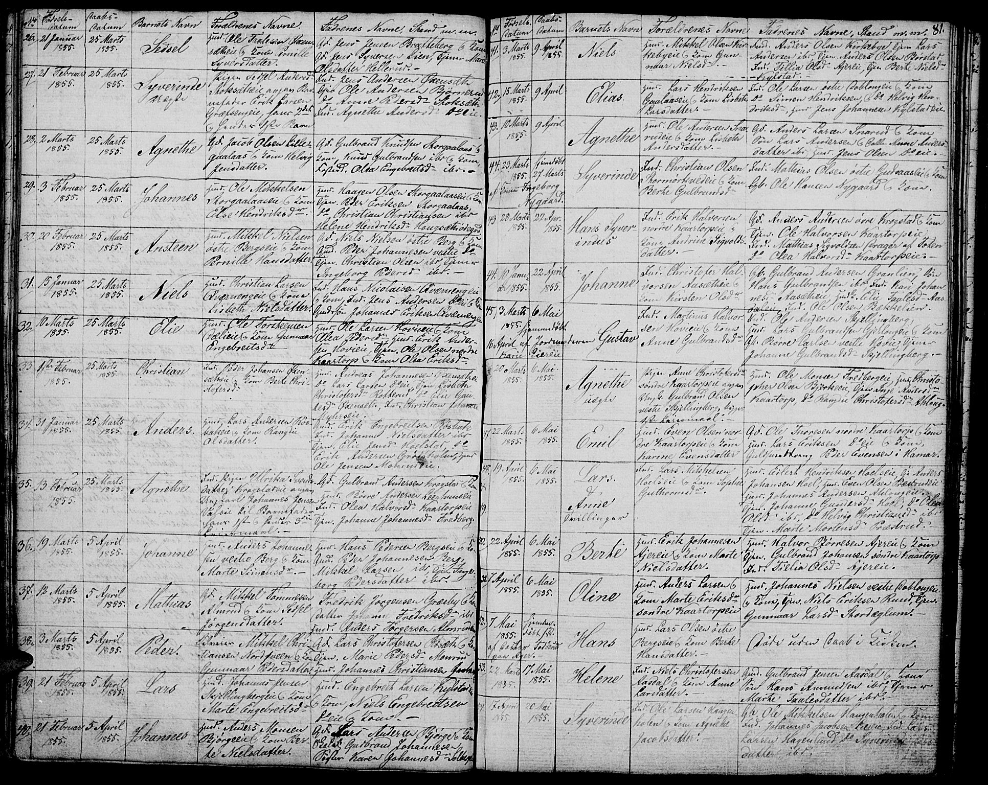 Vang prestekontor, Hedmark, AV/SAH-PREST-008/H/Ha/Hab/L0009: Parish register (copy) no. 9, 1836-1870, p. 81