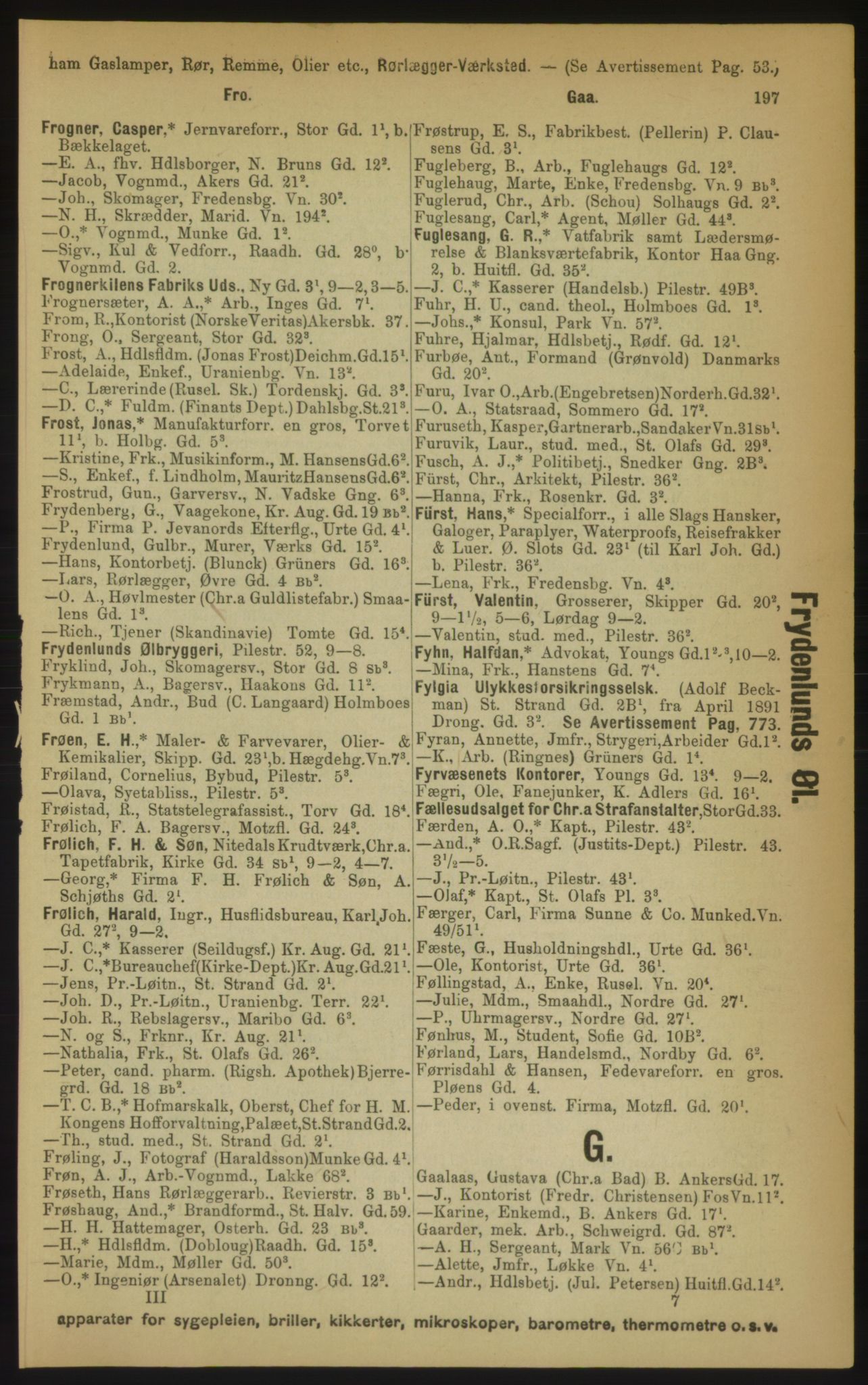 Kristiania/Oslo adressebok, PUBL/-, 1891, p. 197