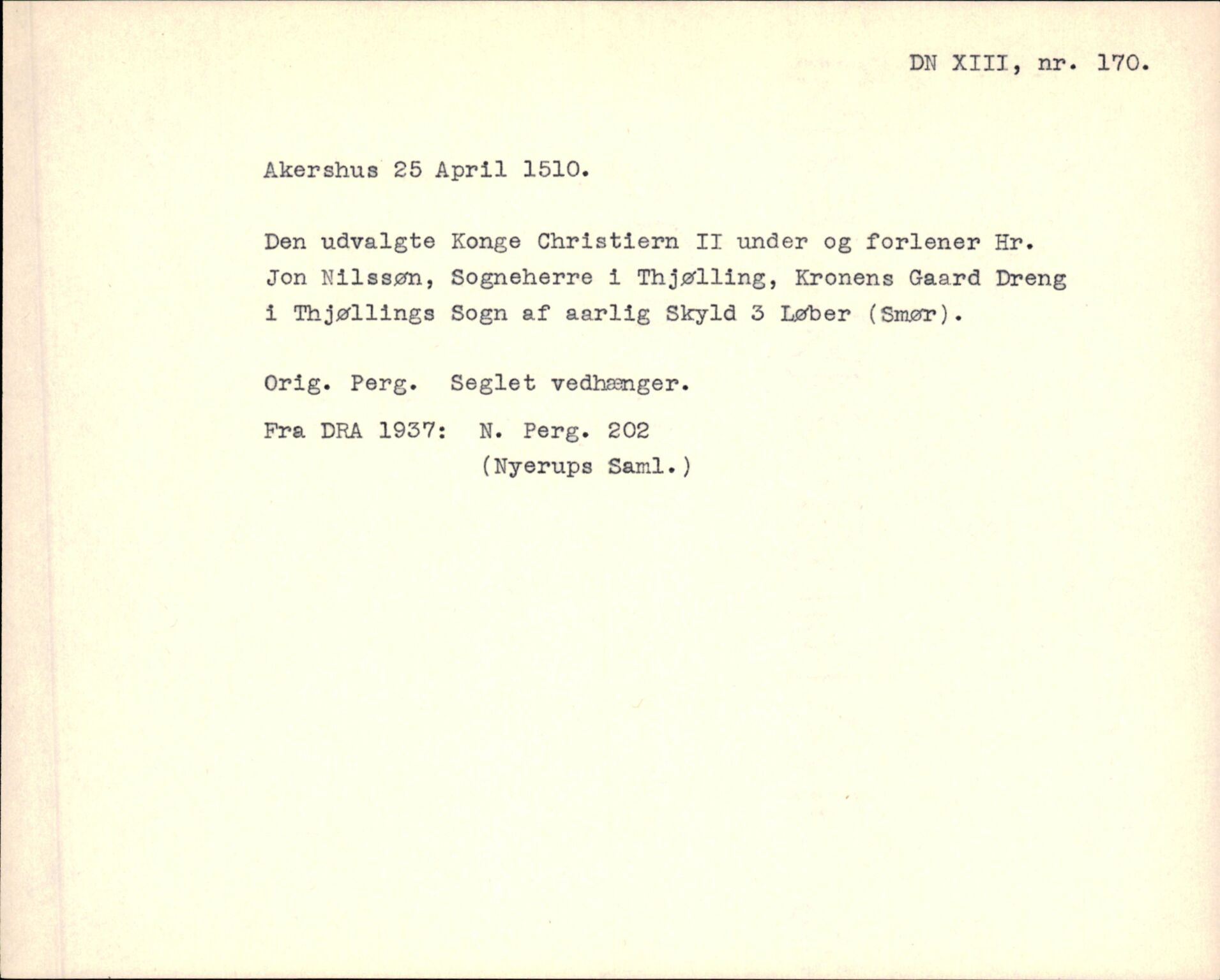 Riksarkivets diplomsamling, AV/RA-EA-5965/F35/F35f/L0003: Regestsedler: Diplomer fra DRA 1937 og 1996, p. 455