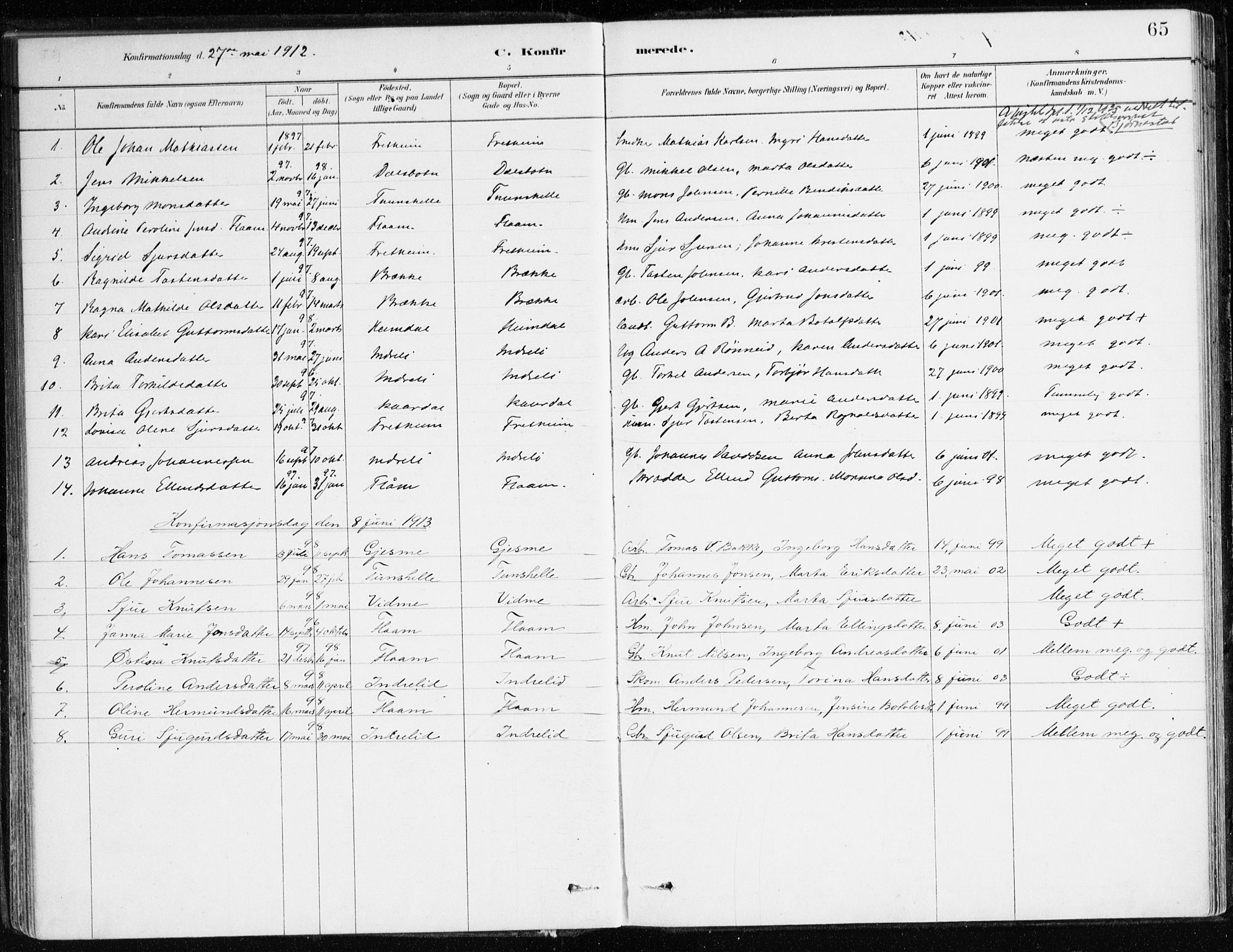 Aurland sokneprestembete, SAB/A-99937/H/Ha/Hac/L0001: Parish register (official) no. C 1, 1880-1921, p. 65