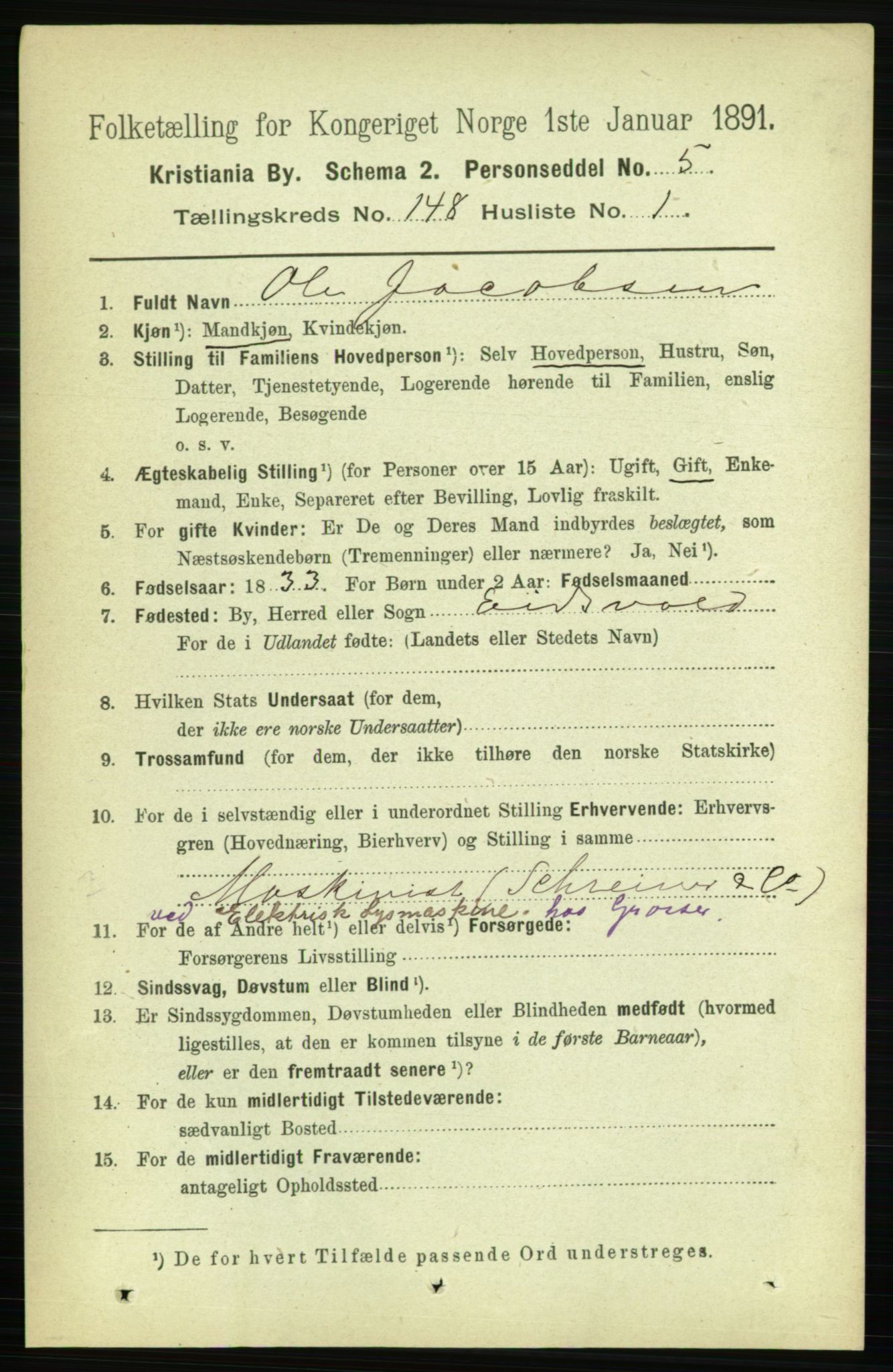 RA, 1891 census for 0301 Kristiania, 1891, p. 82383