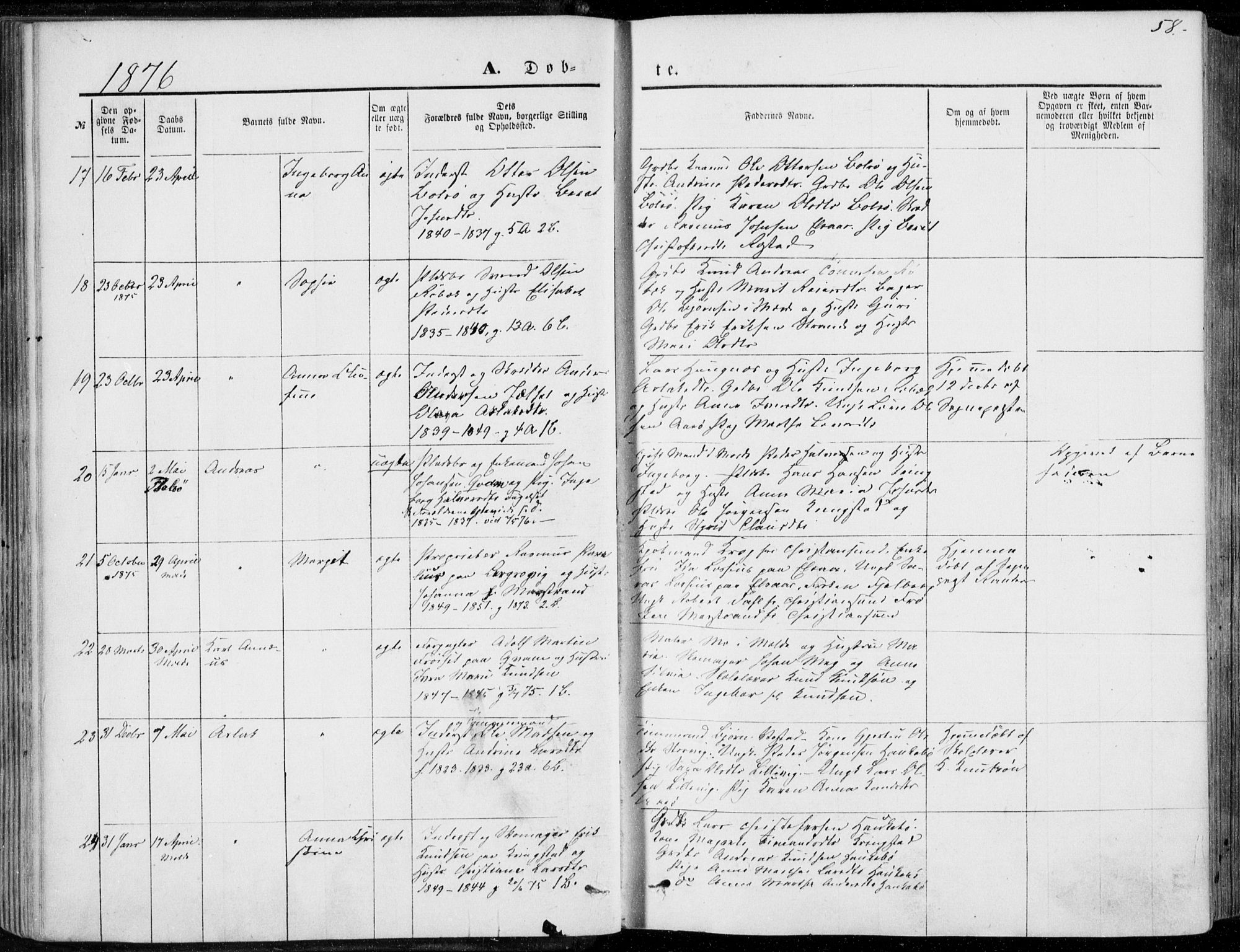 Ministerialprotokoller, klokkerbøker og fødselsregistre - Møre og Romsdal, SAT/A-1454/555/L0655: Parish register (official) no. 555A05, 1869-1886, p. 58