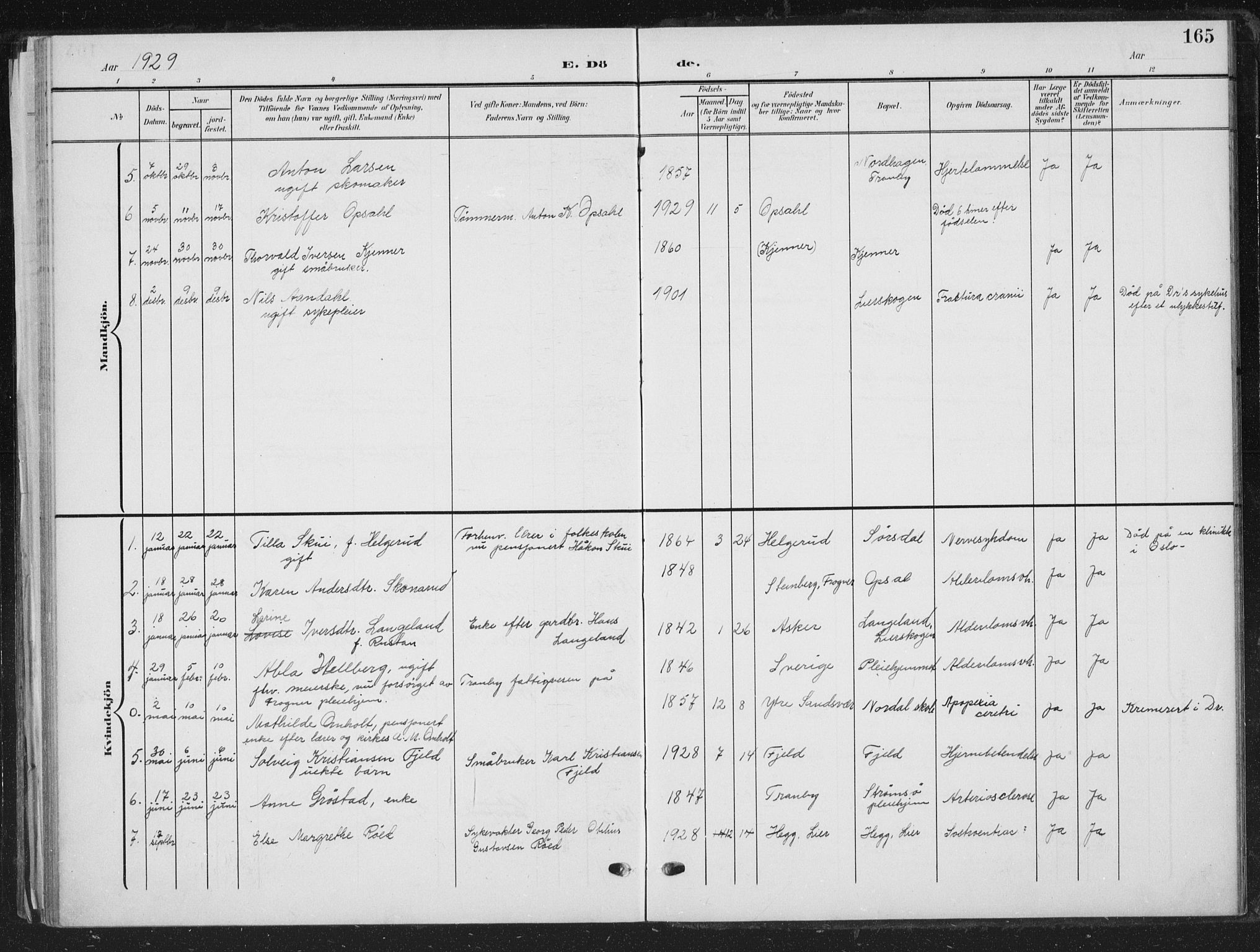 Lier kirkebøker, AV/SAKO-A-230/G/Gc/L0002: Parish register (copy) no. III 2, 1903-1938, p. 165