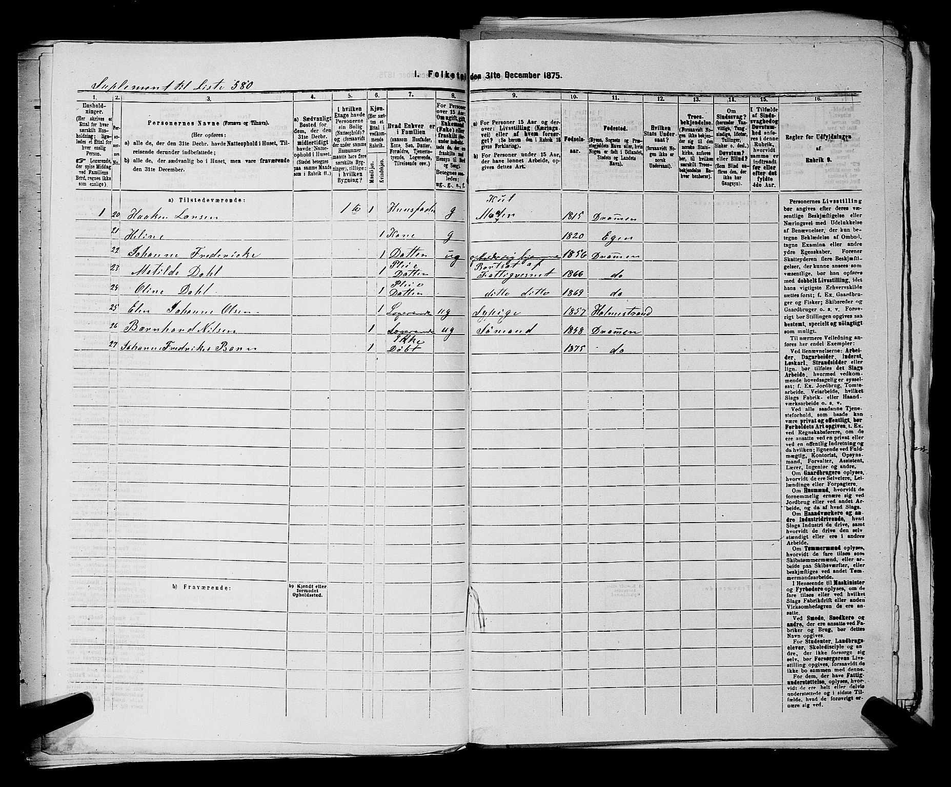 SAKO, 1875 census for 0602 Drammen, 1875, p. 1714