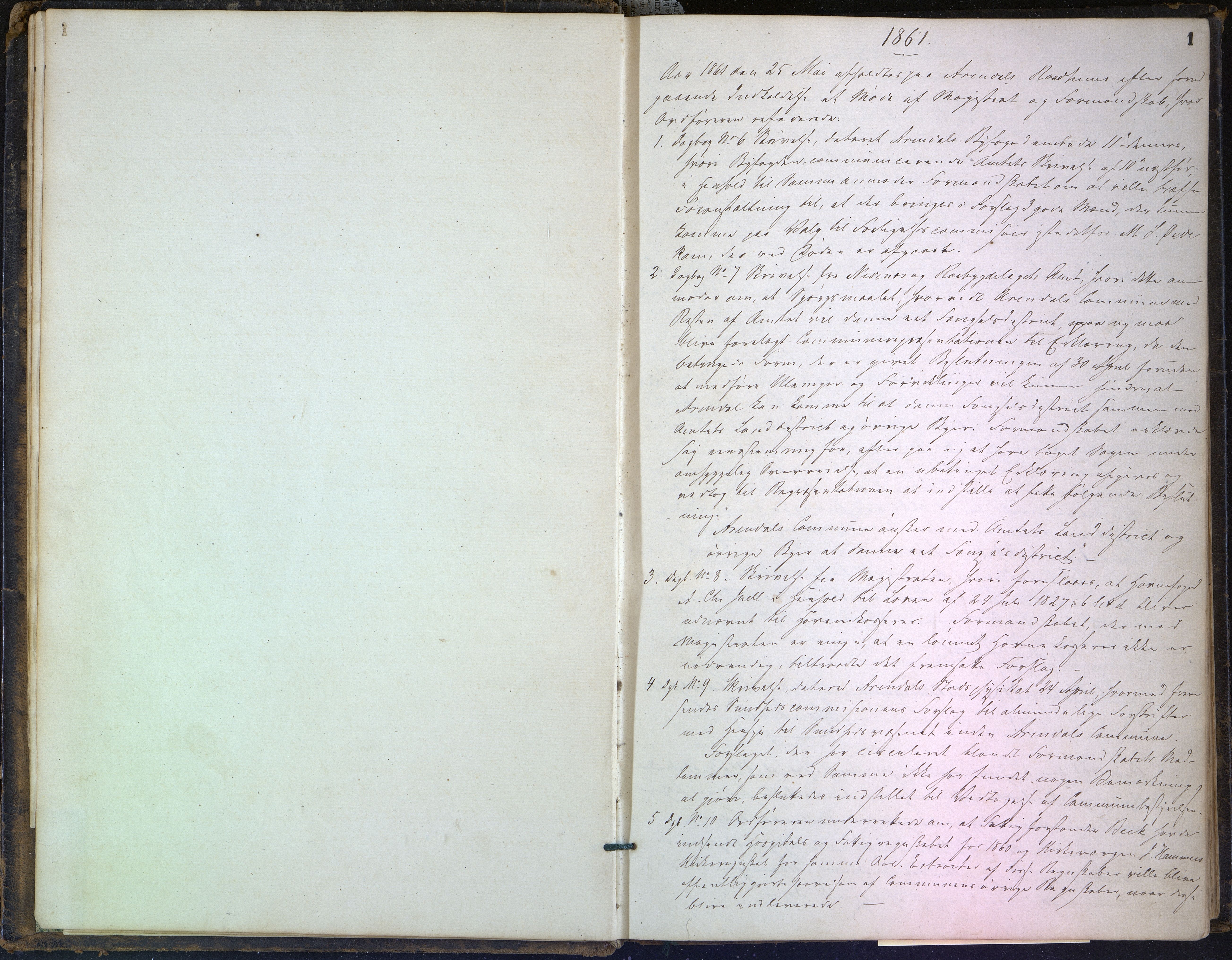 Arendal kommune, Katalog I, AAKS/KA0906-PK-I/01/L0002: Forhandlingsprotokoll nr. 2, 1861-1867, p. 1