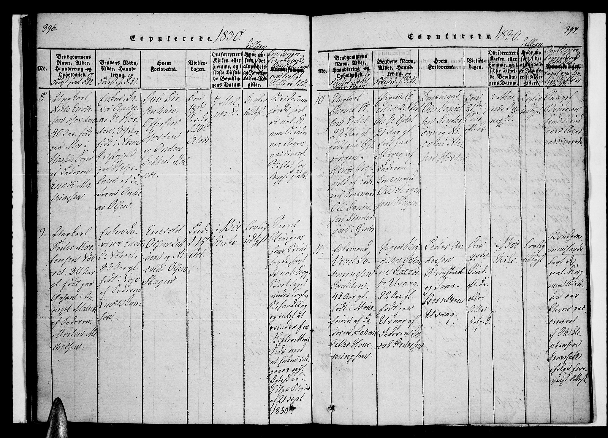 Ministerialprotokoller, klokkerbøker og fødselsregistre - Nordland, SAT/A-1459/891/L1298: Parish register (official) no. 891A03, 1820-1840, p. 396-397