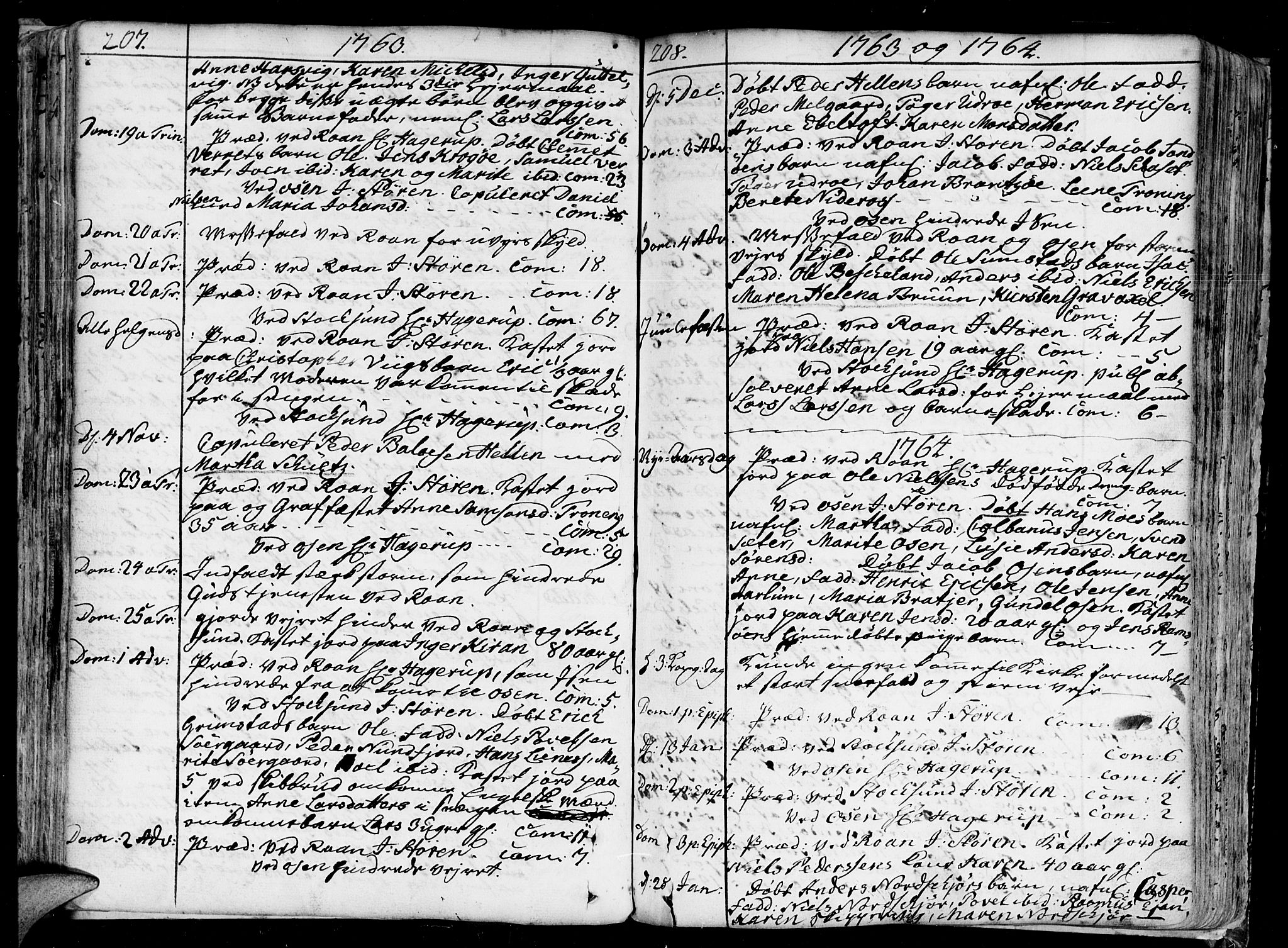 Ministerialprotokoller, klokkerbøker og fødselsregistre - Sør-Trøndelag, SAT/A-1456/657/L0700: Parish register (official) no. 657A01, 1732-1801, p. 207-208