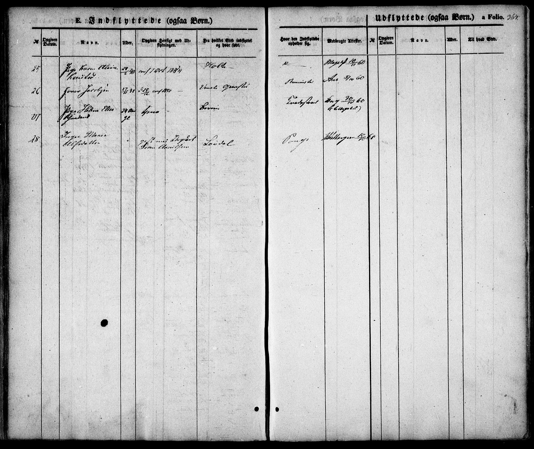 Holt sokneprestkontor, SAK/1111-0021/F/Fa/L0008: Parish register (official) no. A 8, 1849-1860, p. 364