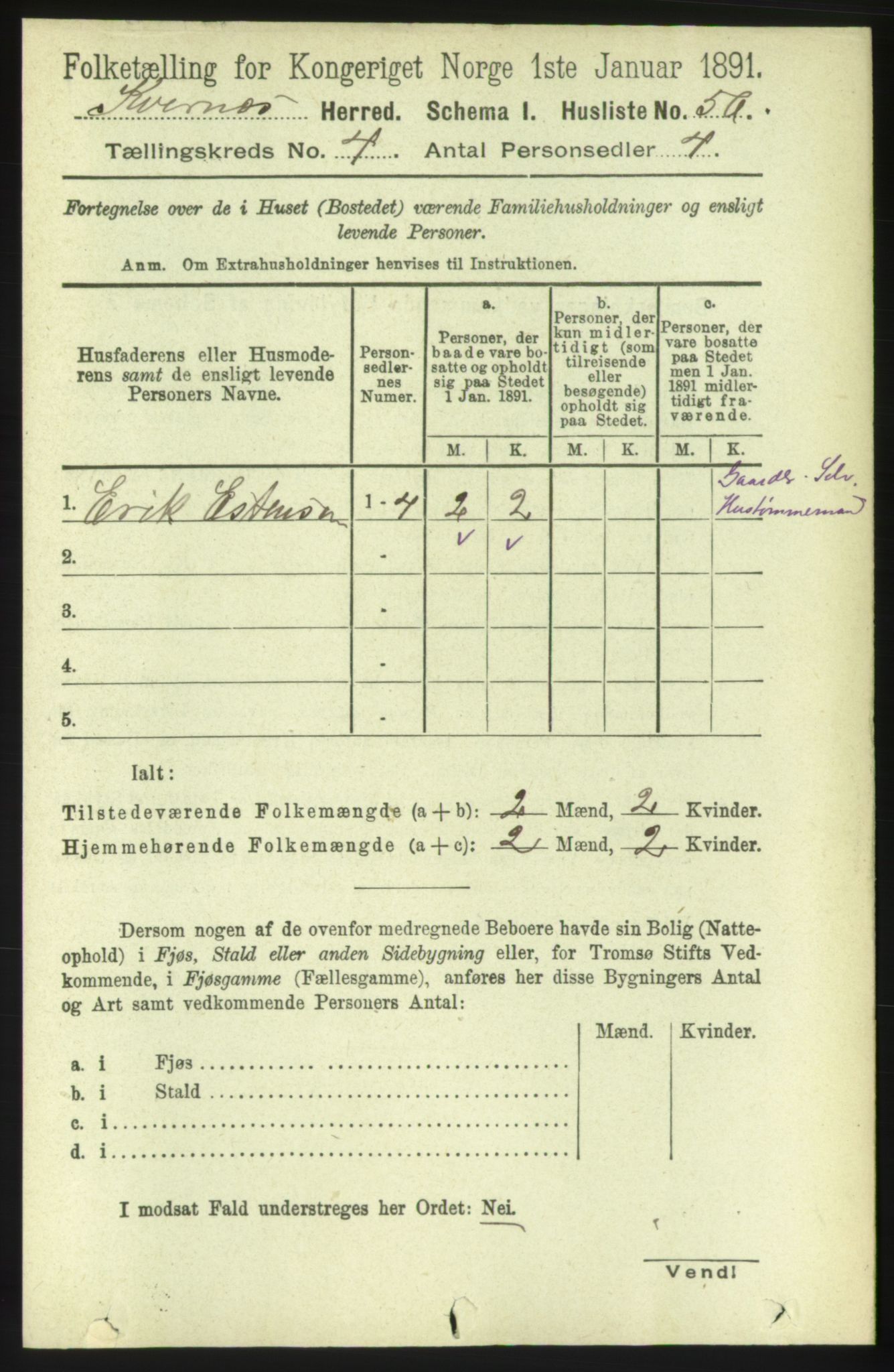 RA, 1891 census for 1553 Kvernes, 1891, p. 1723