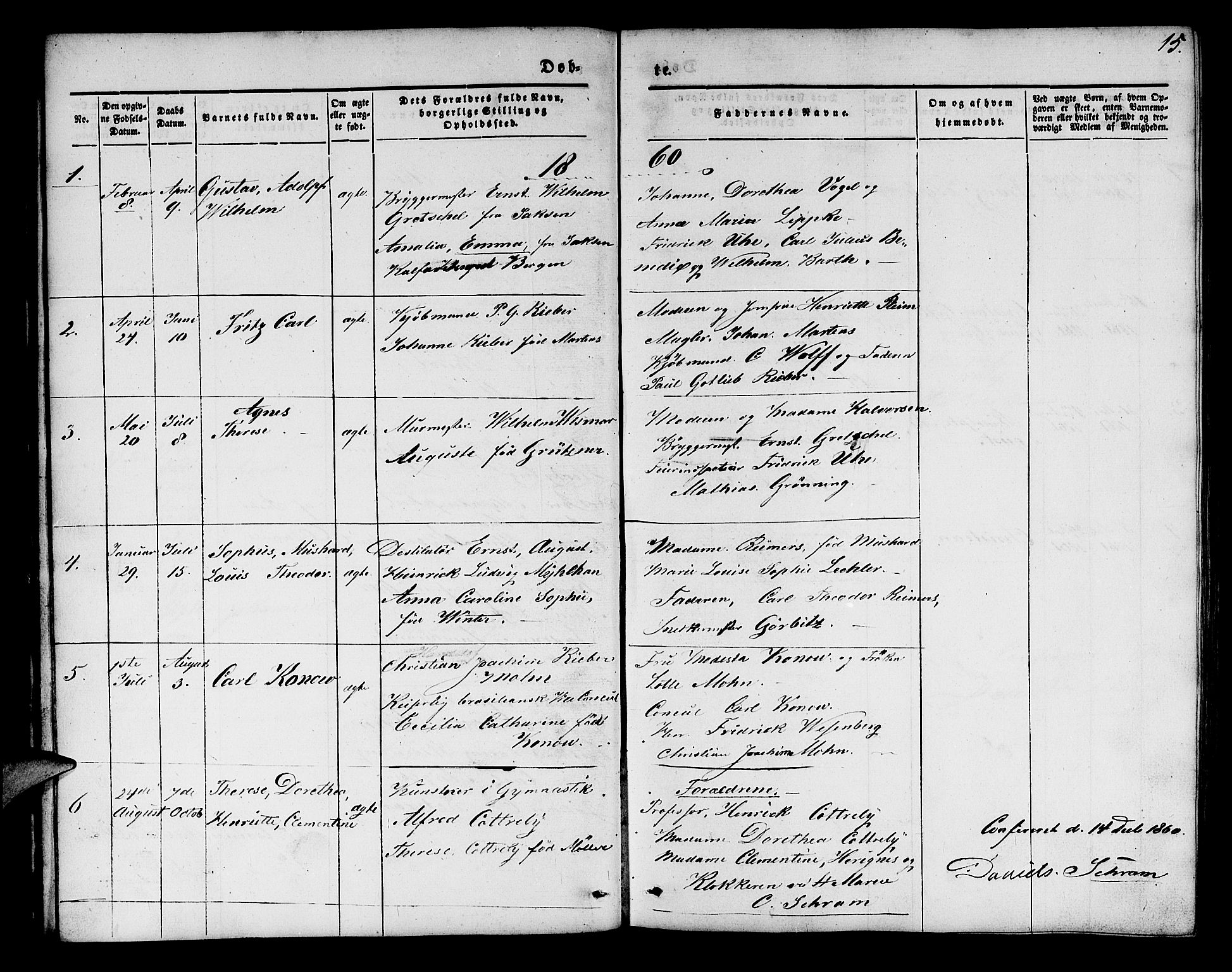 Mariakirken Sokneprestembete, SAB/A-76901/H/Hab/L0002: Parish register (copy) no. A 2, 1846-1862, p. 15