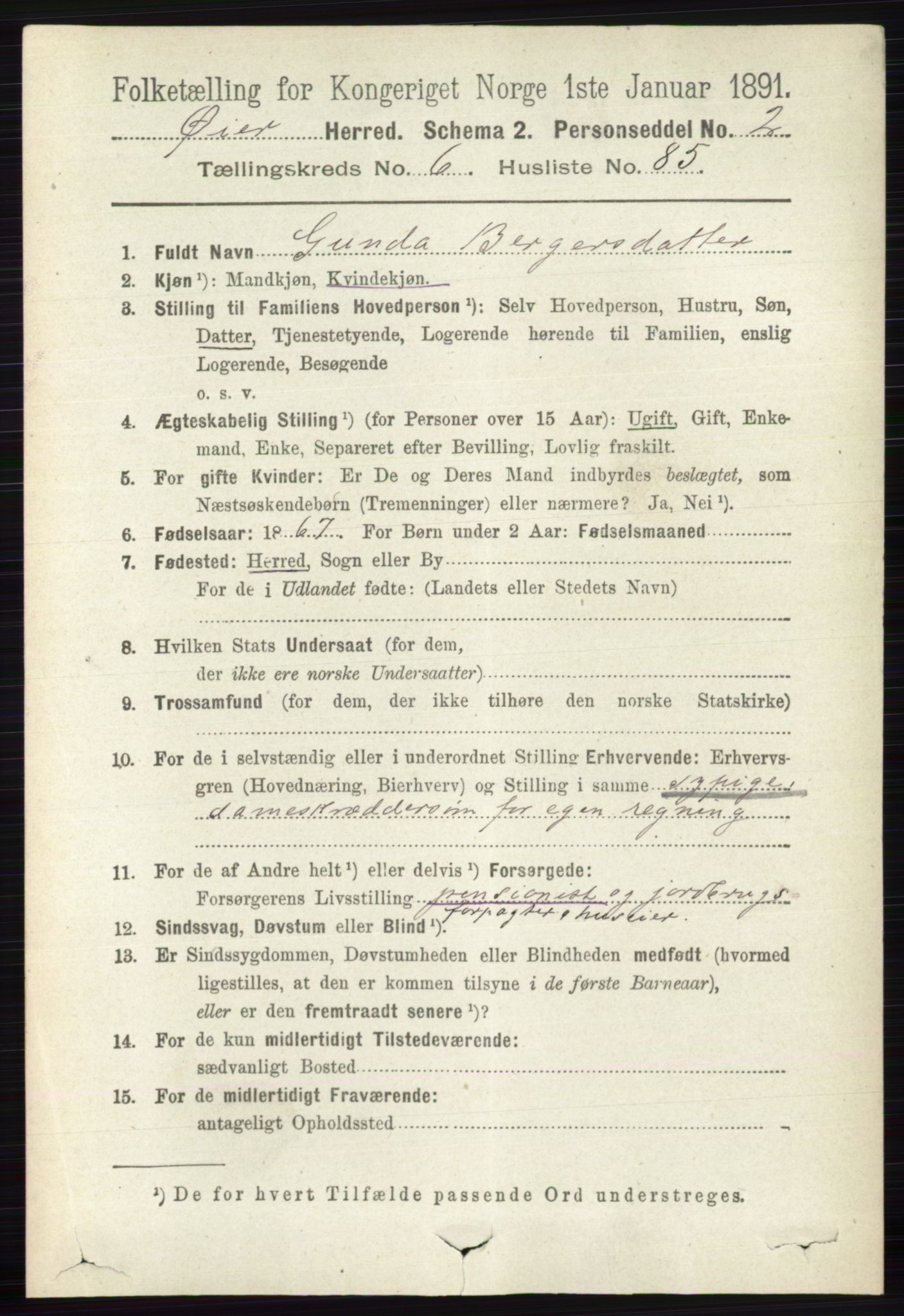 RA, 1891 census for 0521 Øyer, 1891, p. 2436