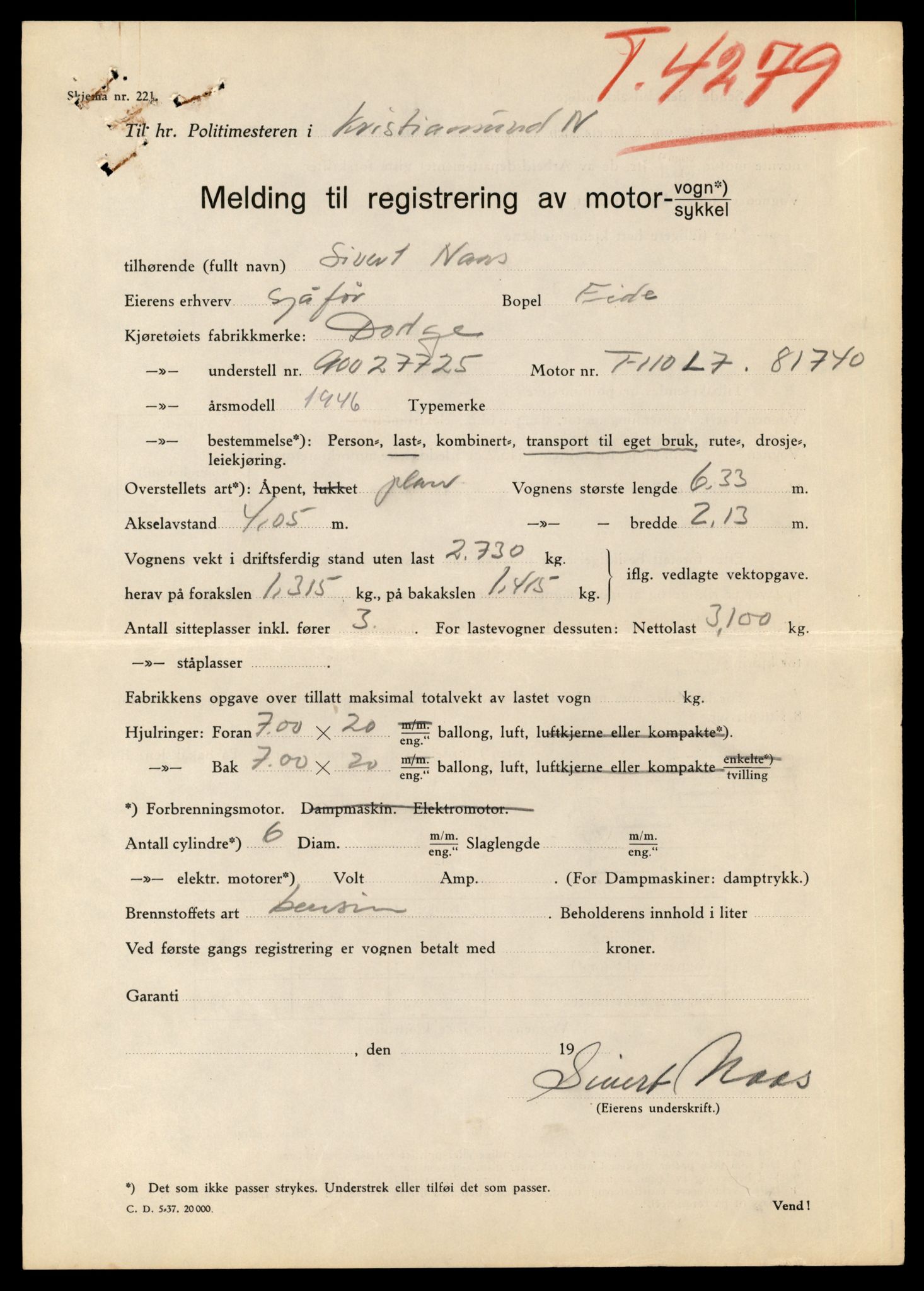 Møre og Romsdal vegkontor - Ålesund trafikkstasjon, AV/SAT-A-4099/F/Fe/L0015: Registreringskort for kjøretøy T 1700 - T 1850, 1927-1998, p. 23