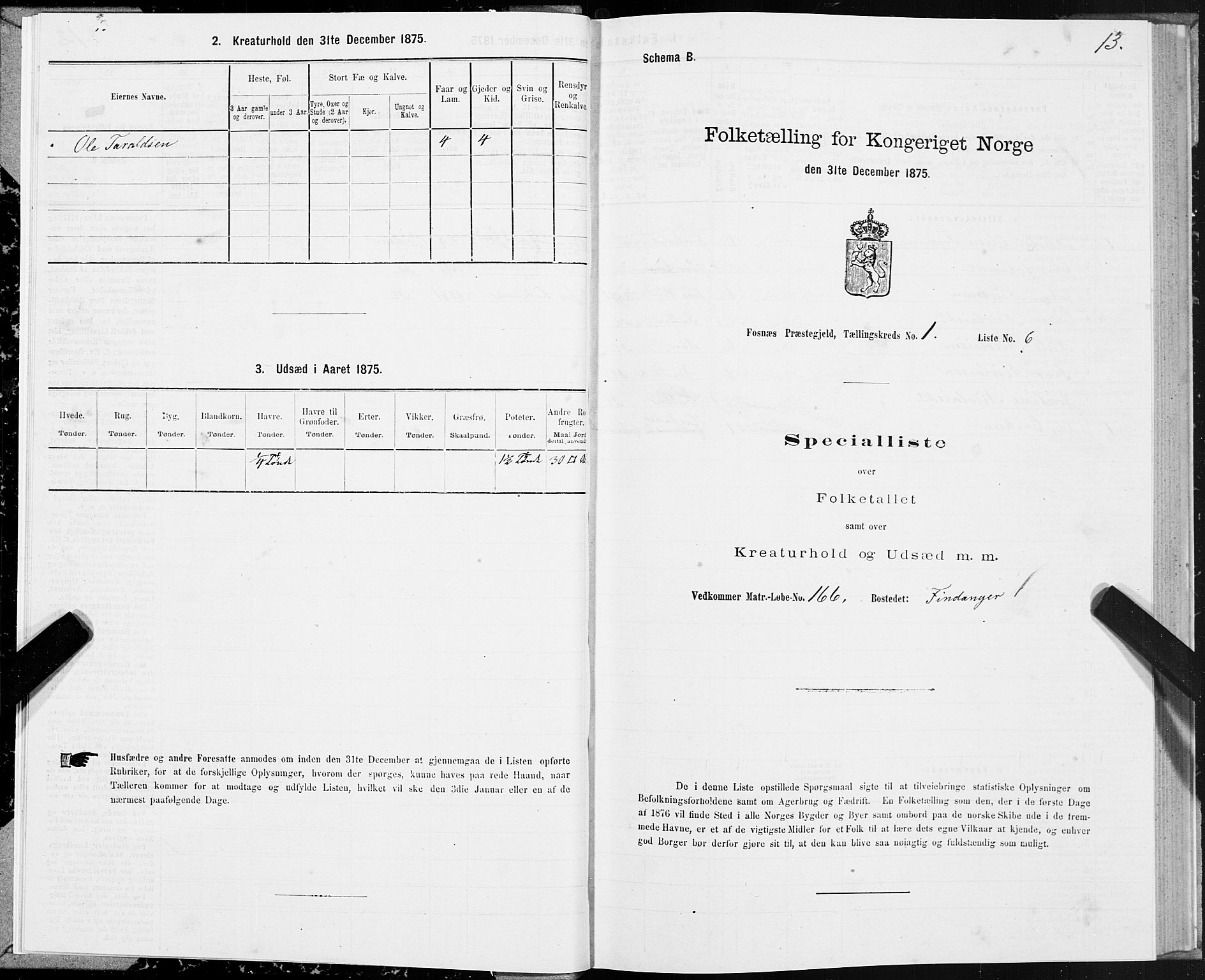 SAT, 1875 census for 1748P Fosnes, 1875, p. 1013