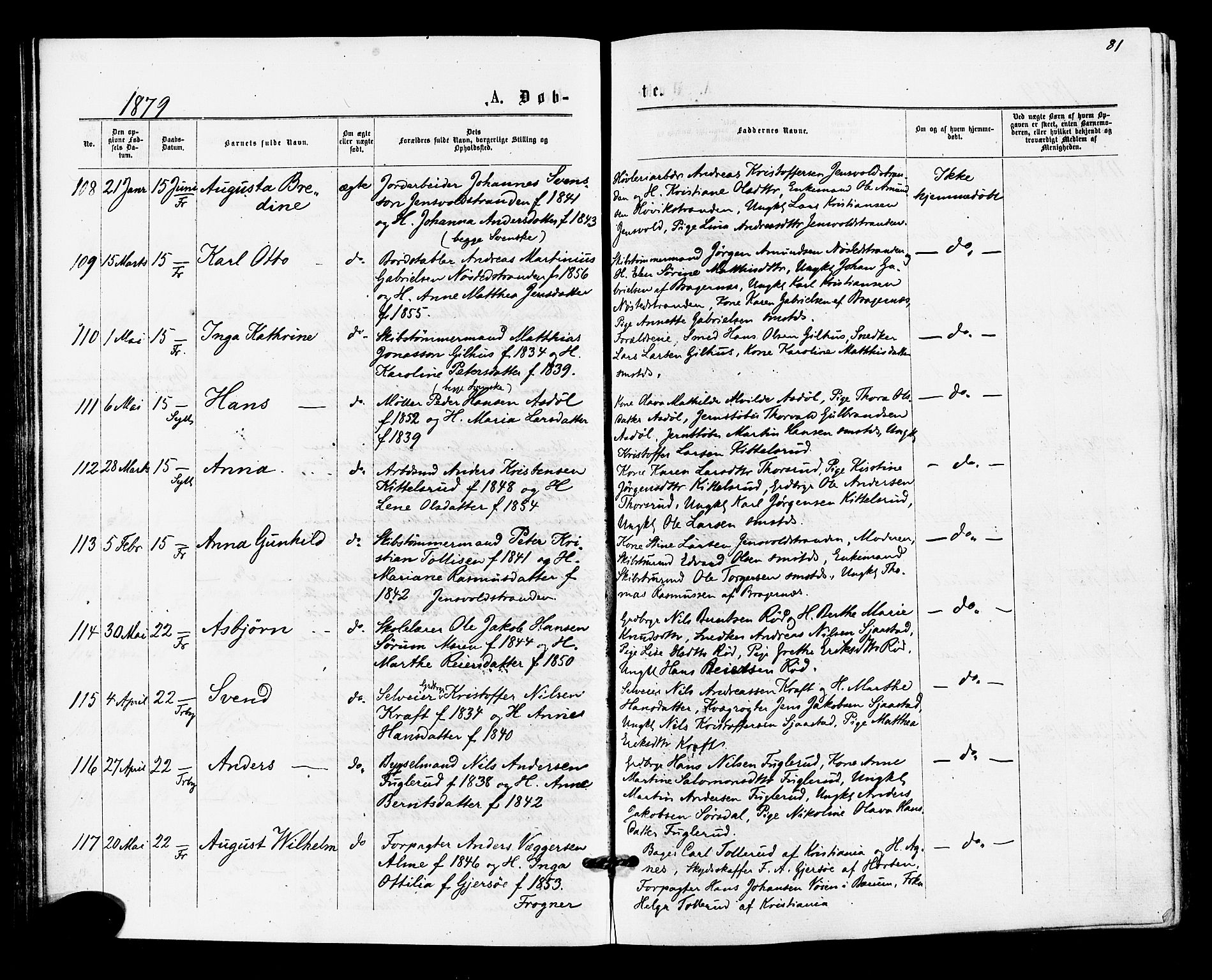 Lier kirkebøker, SAKO/A-230/F/Fa/L0014: Parish register (official) no. I 14, 1875-1882, p. 81