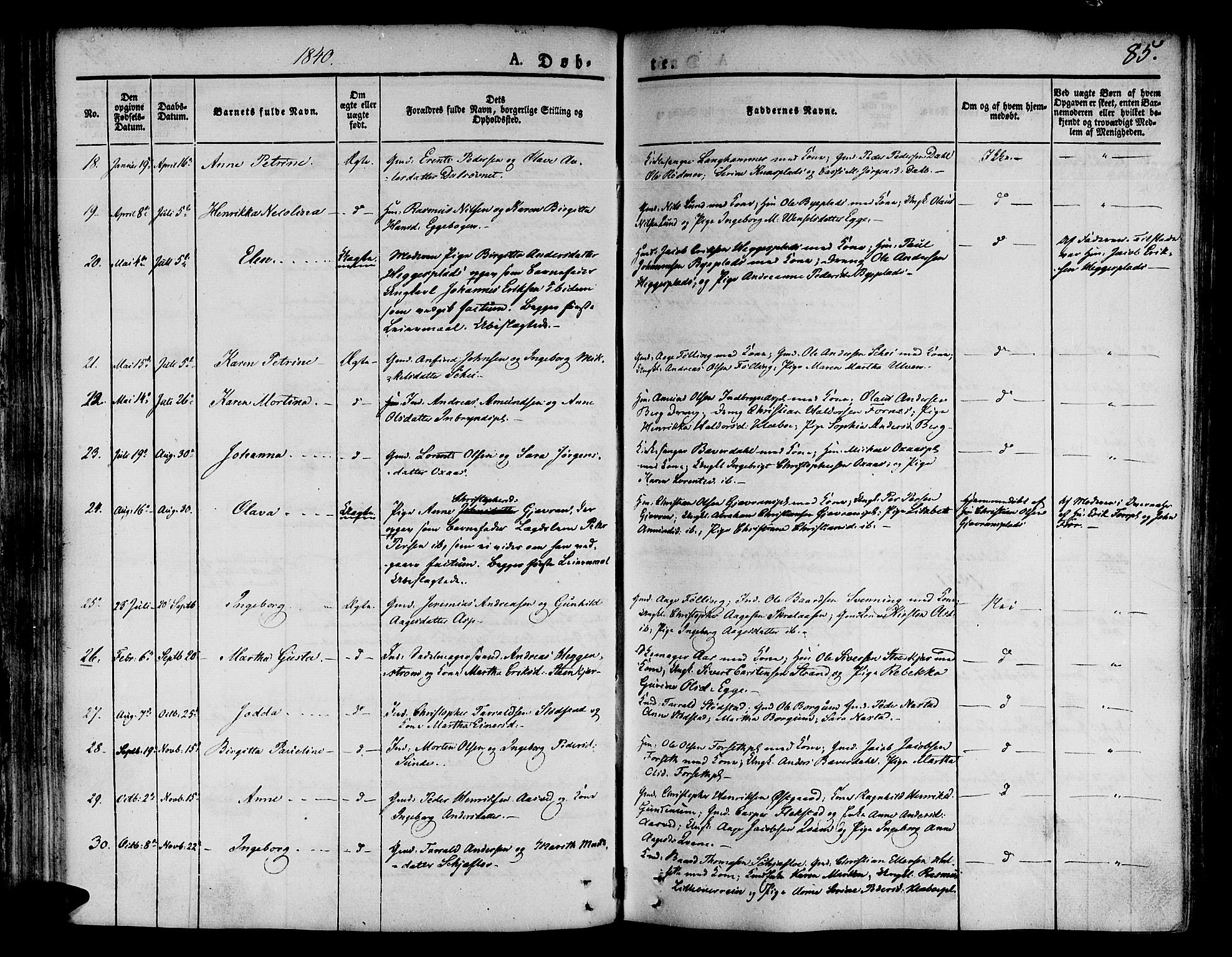 Ministerialprotokoller, klokkerbøker og fødselsregistre - Nord-Trøndelag, AV/SAT-A-1458/746/L0445: Parish register (official) no. 746A04, 1826-1846, p. 85