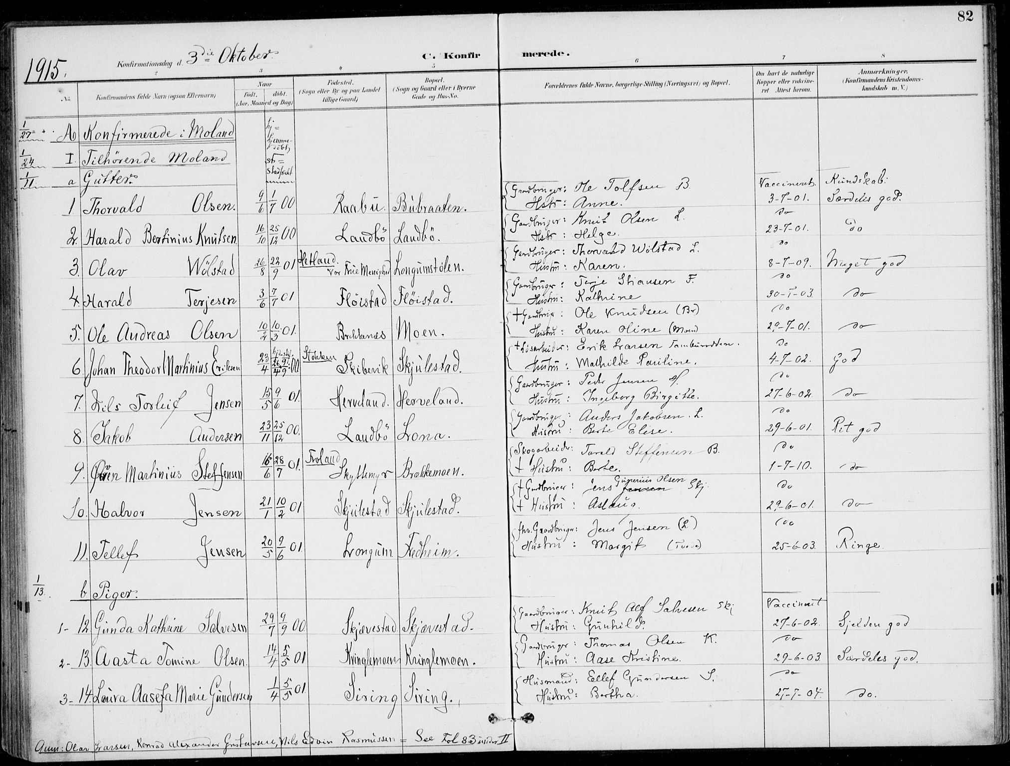 Austre Moland sokneprestkontor, SAK/1111-0001/F/Fa/Faa/L0011: Parish register (official) no. A 11, 1894-1915, p. 82