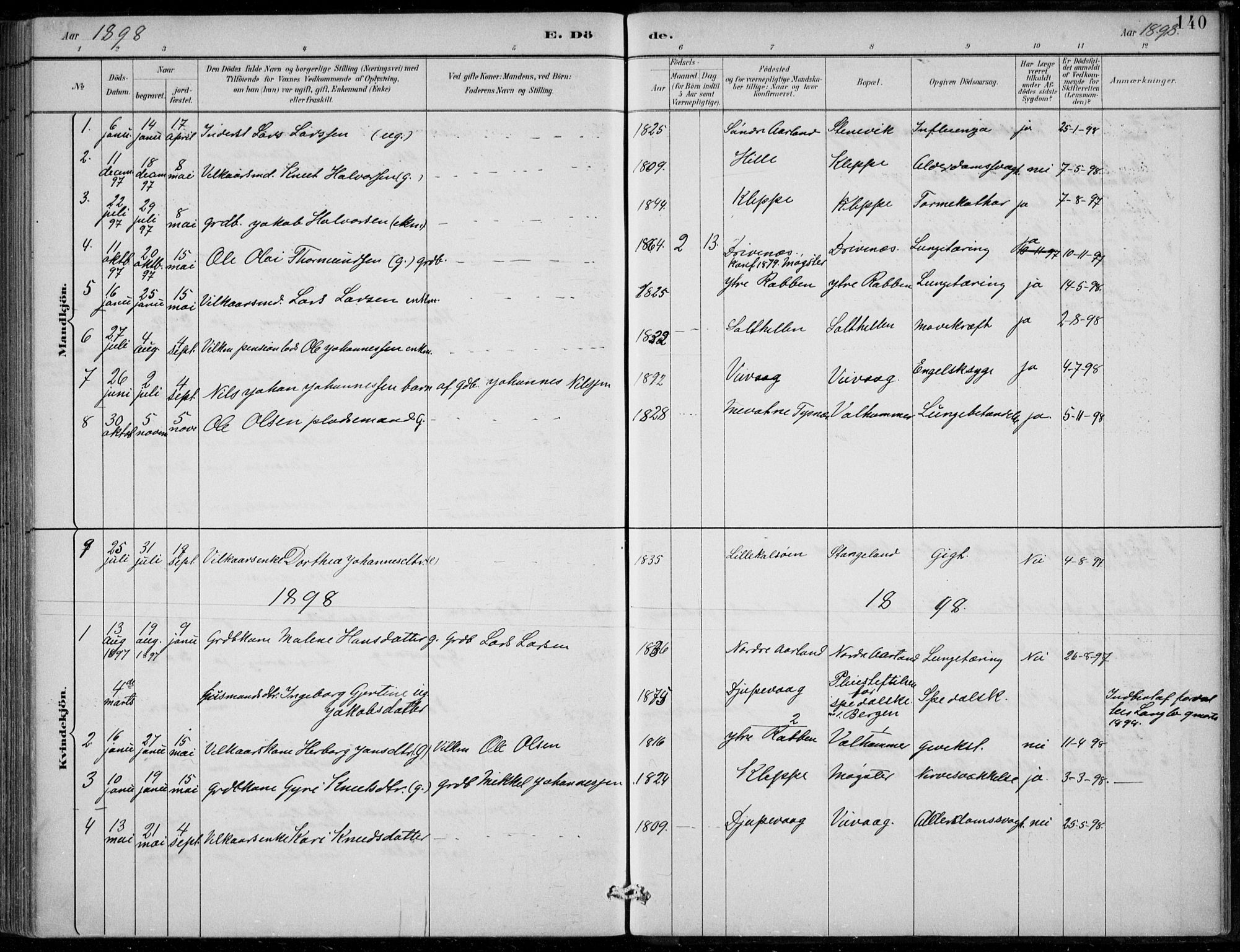 Sund sokneprestembete, AV/SAB-A-99930: Parish register (official) no. D 1, 1882-1899, p. 140