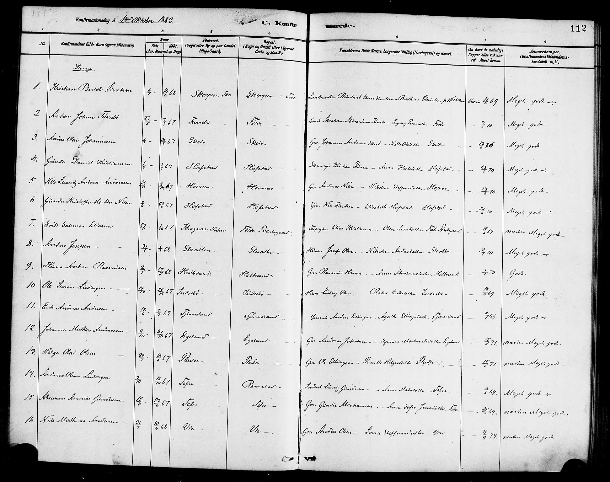 Førde sokneprestembete, AV/SAB-A-79901/H/Haa/Haab/L0001: Parish register (official) no. B 1, 1880-1898, p. 112